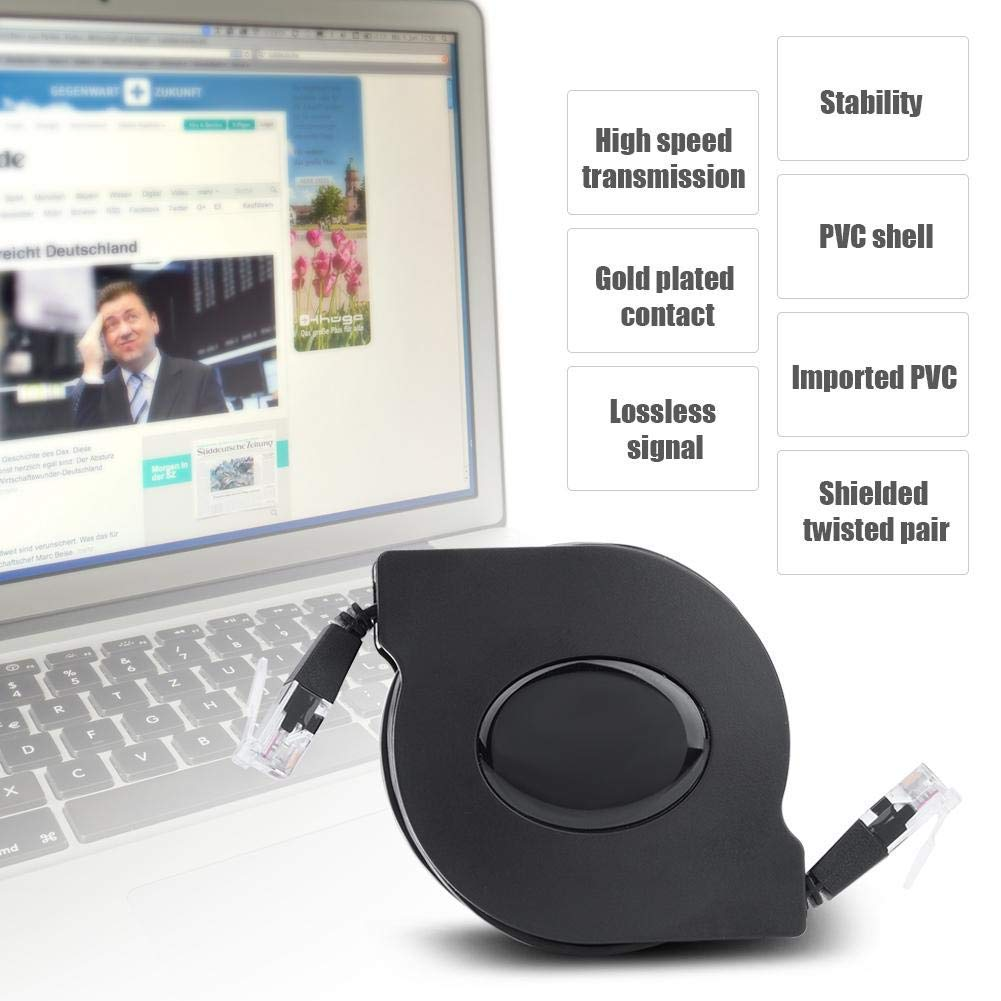 RJ45 LAN Cable, Compact Network Cable, Retractable Switches Network Extension Routers for Computer (2M / 6.6Ft) image number 5