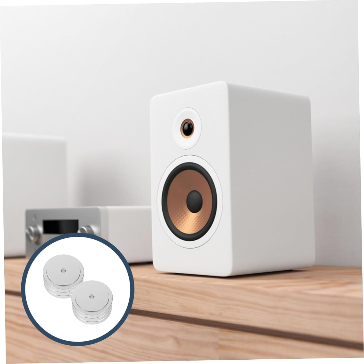 2Pcs Aluminum Alloy anti Vibration Speaker Isolation Feet Pads for Hi-Fi Amplifiers and Audio Equipment Silver Small Size Cushions for Home Audio Accessories image number 1
