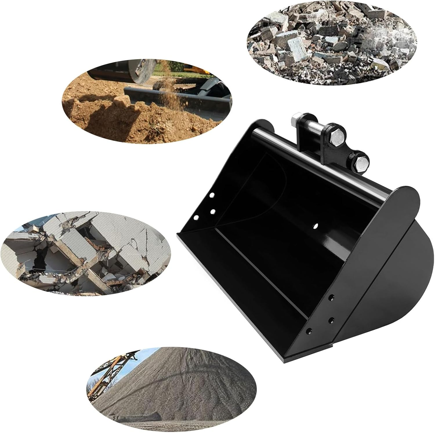 Focket Mini Excavator Bucket, 20In Digger with 0.98In Hole Diameter 3.46In Center Wheelbase, Manganese Steel Small Digger Bucket for Mini Excavator image number 2