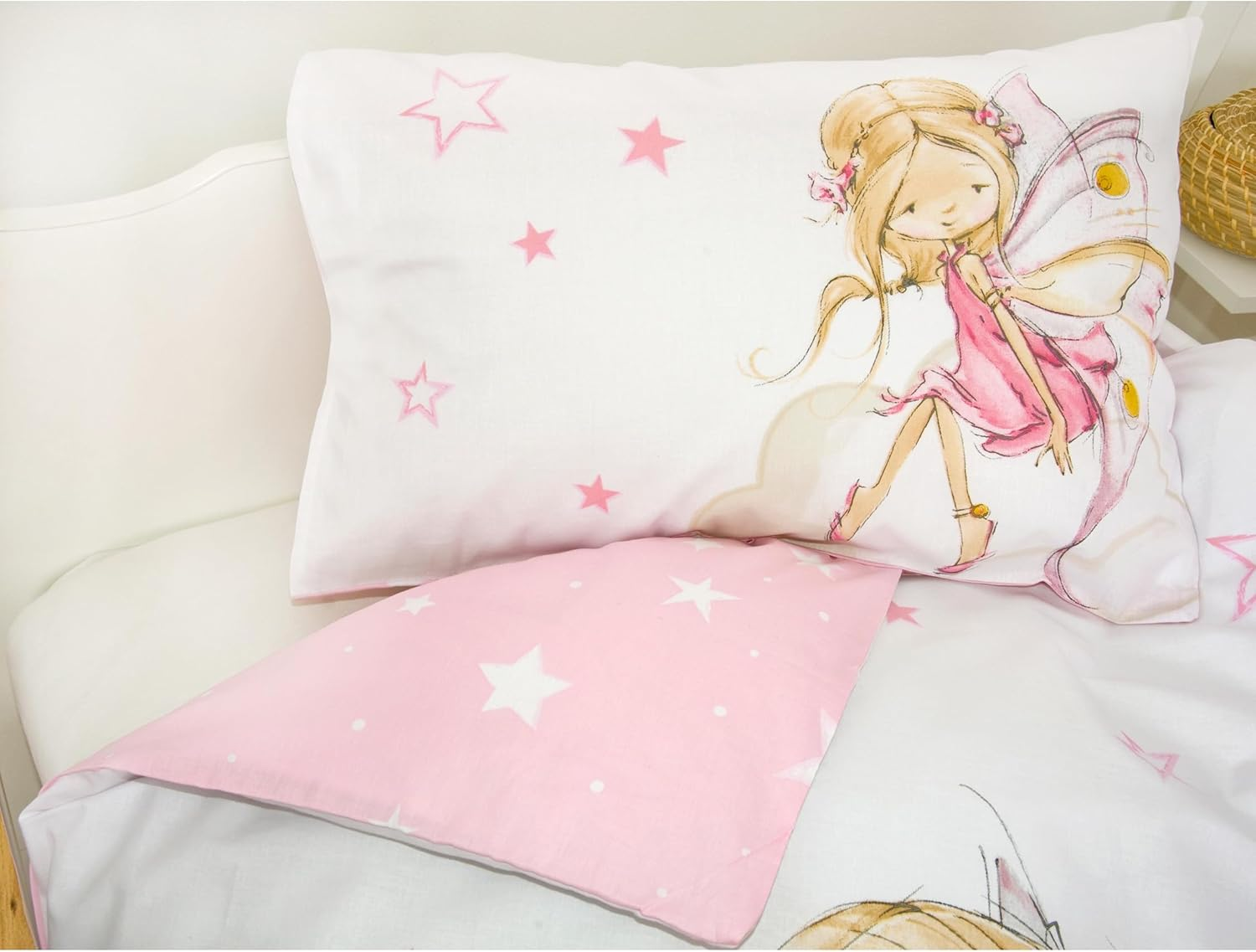 Herding Bedding Set, White/Pink, 100 X 135 Cm