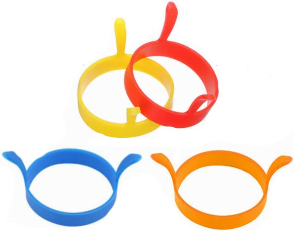 Silicone Egg Ring Mold, 6Pcs Non-Stick round Fried Egg Molds with Handle Heat Resistant Omelette Mould for Cooking and Frying image number 2