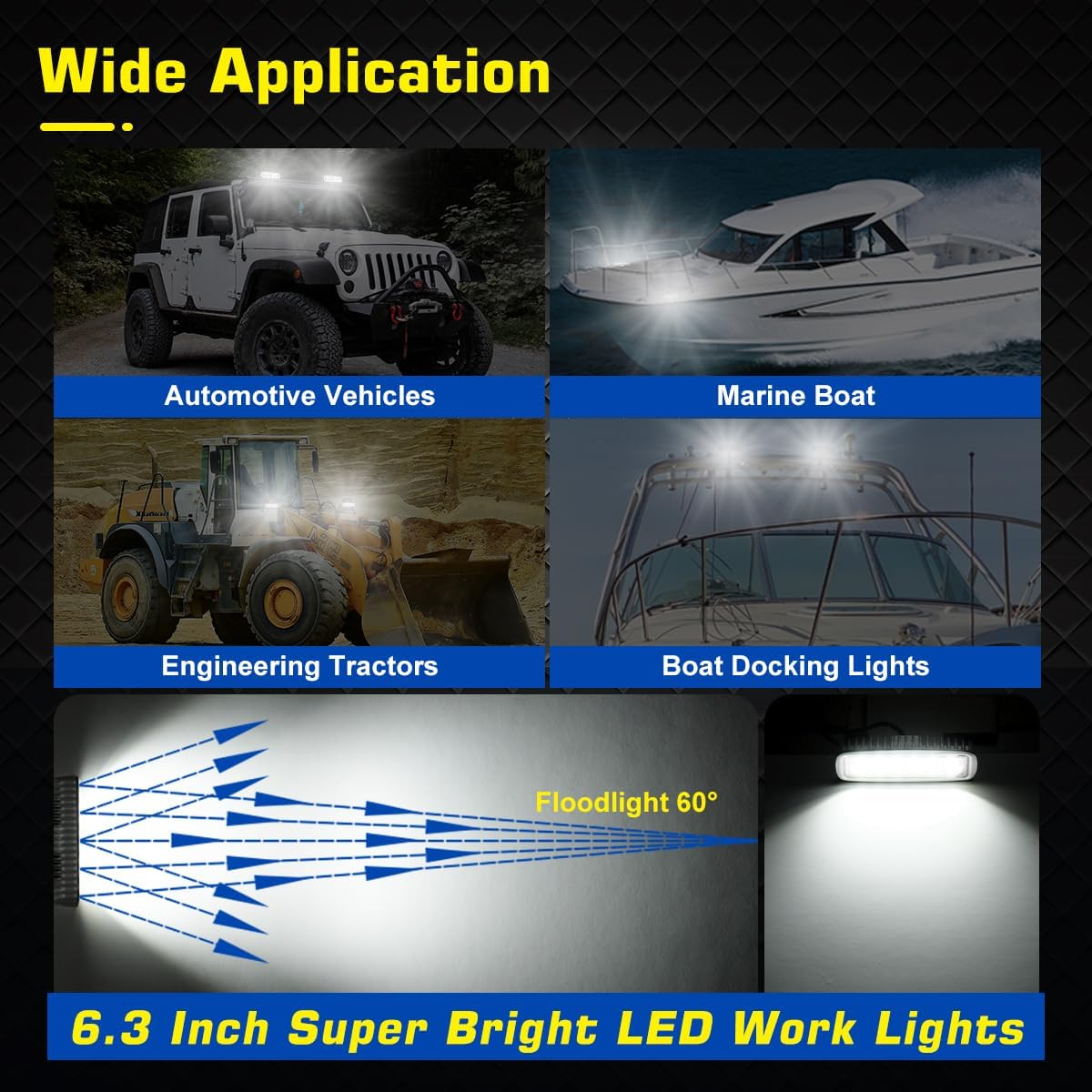 UCINNOVATE Marine LED Boat Light 2 Pack, 6 Inch LED Marine Spotlights Waterproof, Deck Dock Flood Light for Boat Accessories Pontoon Fishing Truck SUV ATV 12V White image number 2