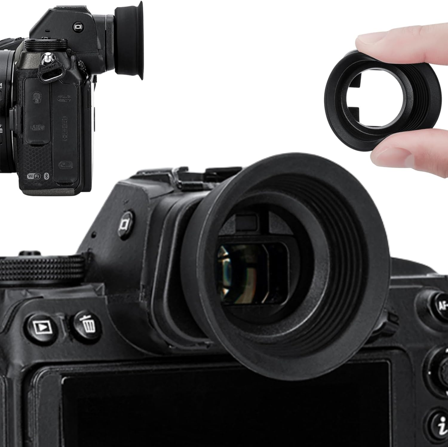 Extended round Z6III Z7II Z6II DK-29 Eyecup, Upgraded Soft Silicon Eye Cup Viewfinder Eyepiece Eyeshade Cover Designed for Nikon Z6 III Z7 II Z6 II Z7 Z6 Z5 Camera, Replaces Nikon DK-29 Rubber Eyecup image number 4