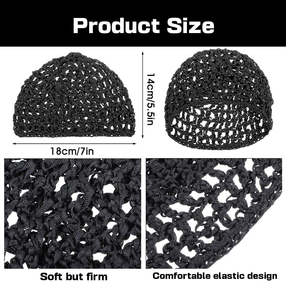 GHPKOTW Pack of 2 Crochet Hair Net, Hair Net for Sleeping, Long Hair Crochet Hair Wrap, Mesh Net Hair Nets for Women and Girls