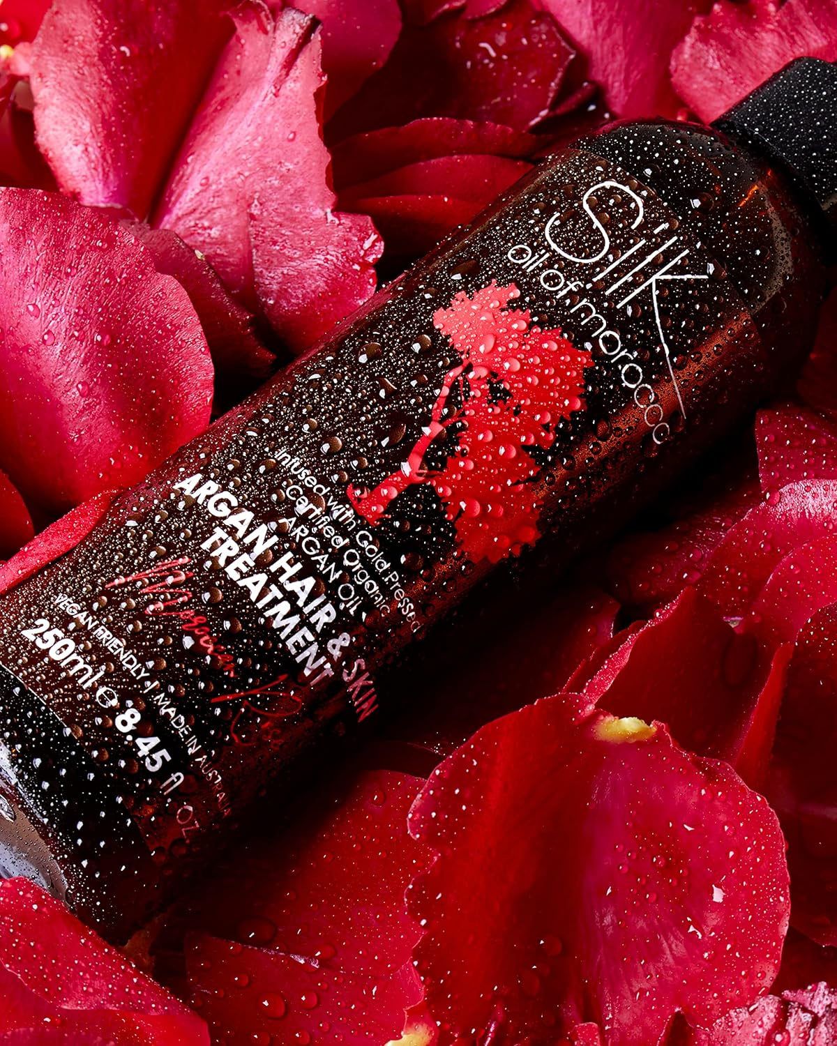 SILK OIL of MOROCCO Moroccan Rose Argan Hair and Skin Treatment Serum 250 Ml, Red