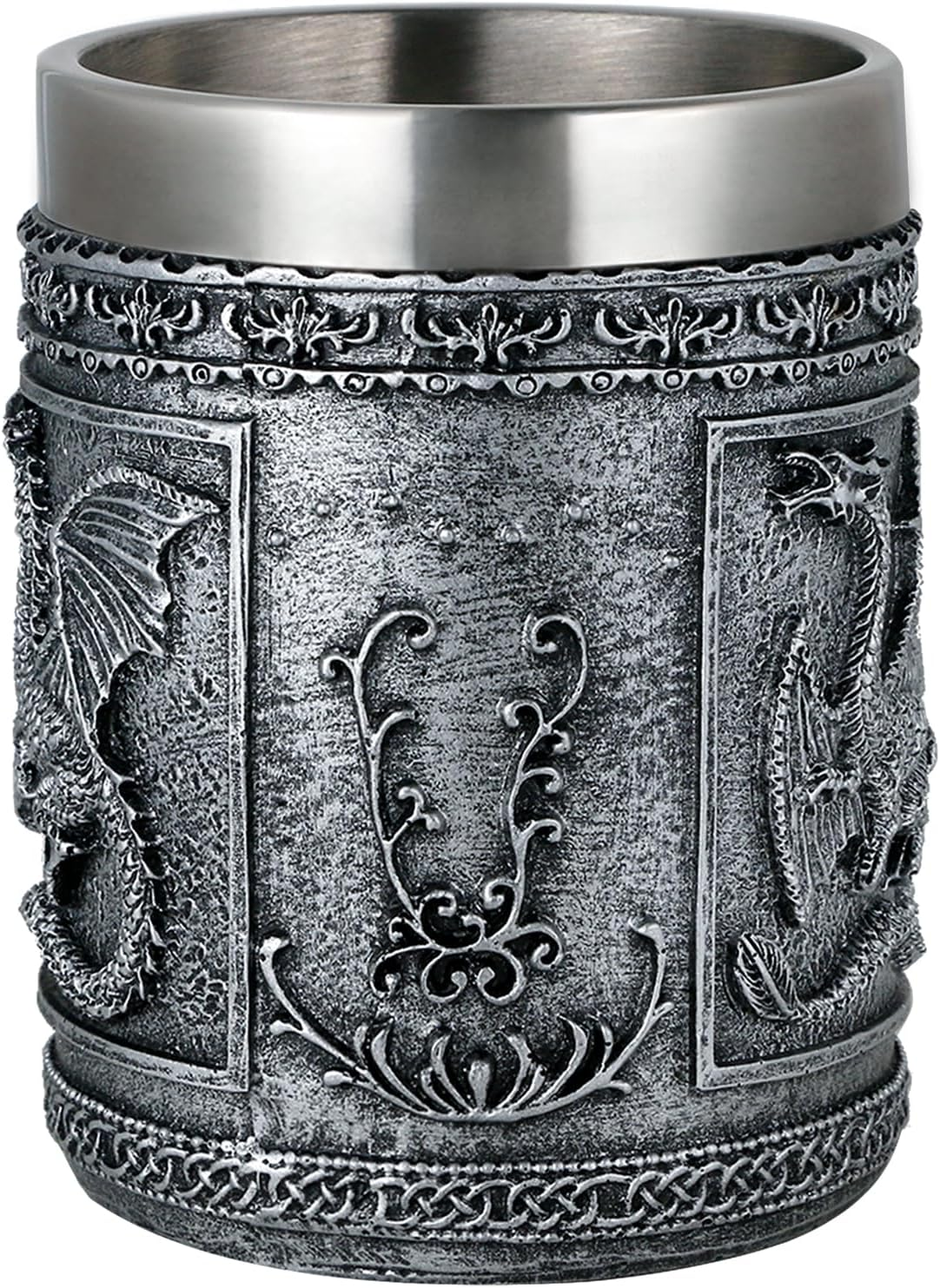 Medieval Roaring Dragon Mug - Dungeons and Dragons Beer Stein Tankard Drink Cup - 15.8Oz Stainless Coffee Mug for GOT Dragon Lovers Collector - Ideal Novelty Gothic Father Day Gift Party Decoration image number 2