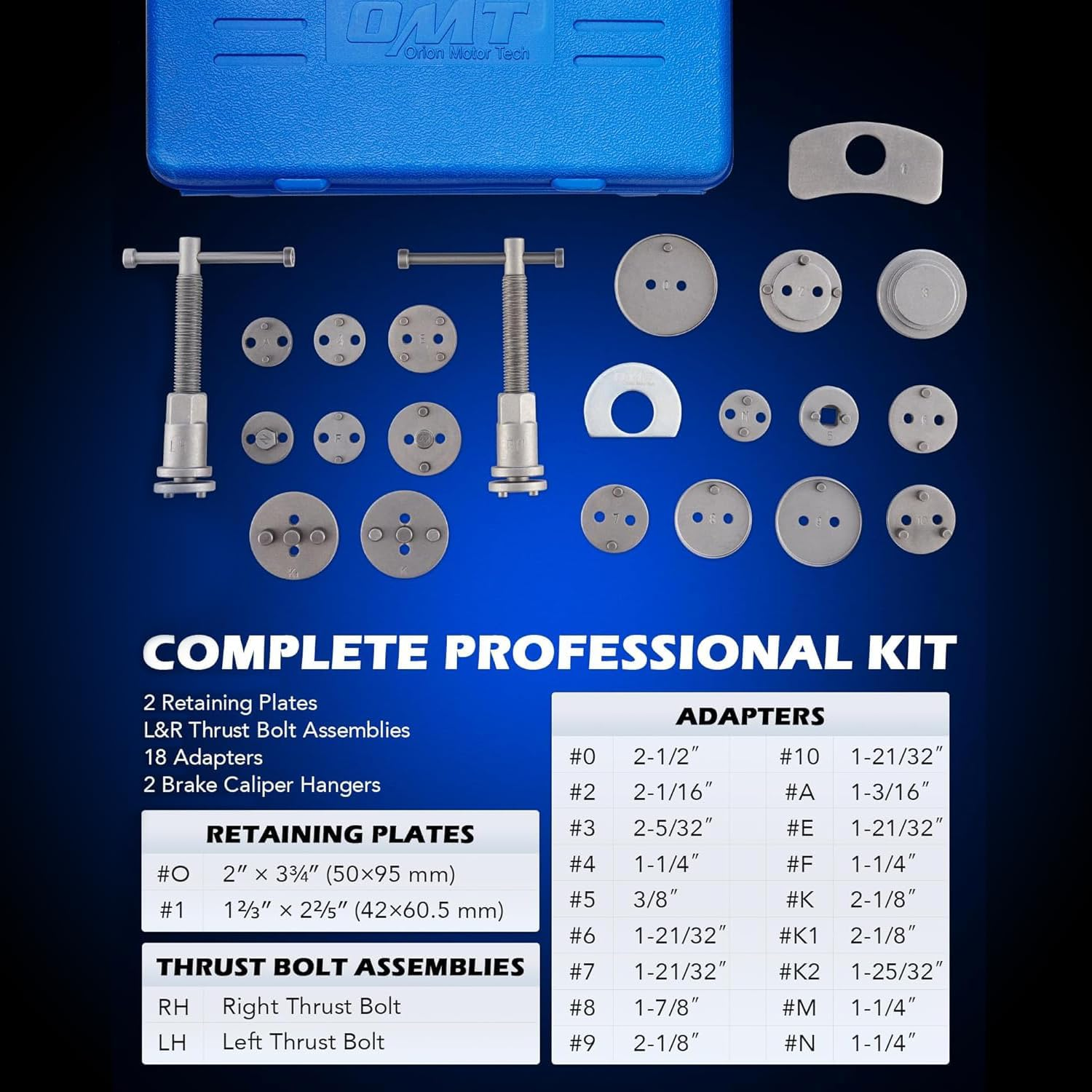24Pcs Heavy Duty Disc Brake Piston Caliper Compressor Rewind Tool Set and Wind Back Tool Kit for Brake Pad Replacement Reset, Fits Most American, European, Japanese Autos Blue - Blue image number 3