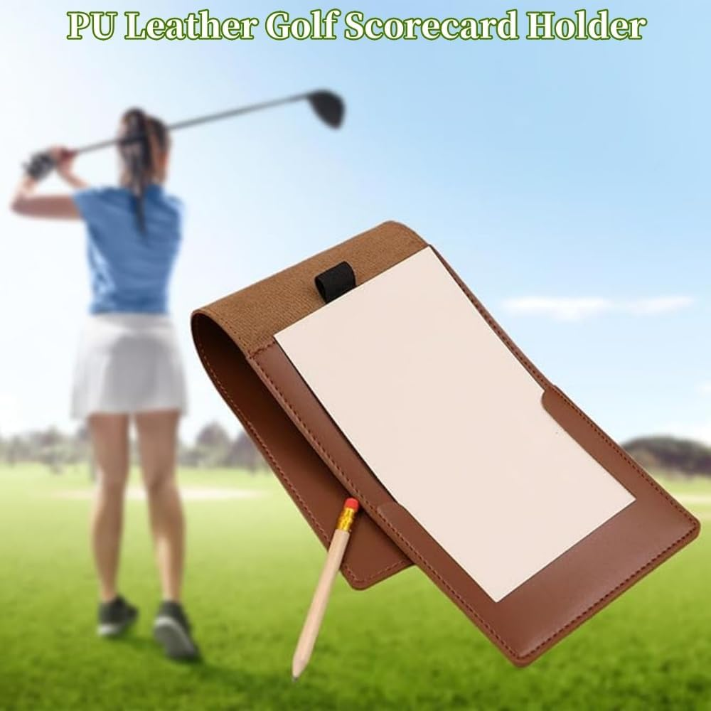 Golf Scorecard Holder, Golf Scorecard Book, Golf Notebook Holder, Golf Yardage Book Cover,Leather Yardage Book Cover for Golfers Practicing,Fits Back Pocket Perfect for Holding - Black image number 3