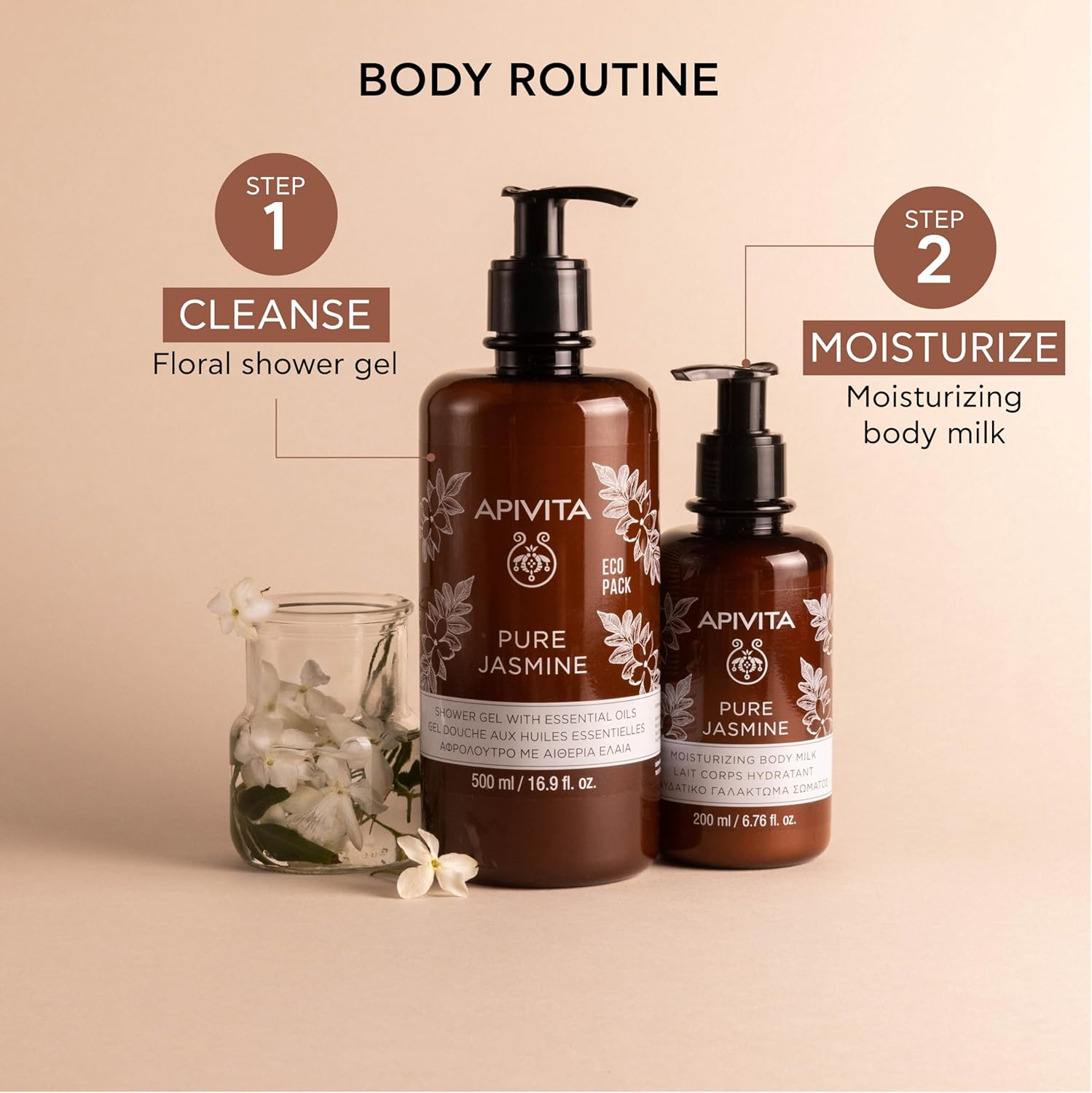 Apivita Pure Jasmine Shower Gel with Essential Oils - Ecopack 500Ml/16.9Oz