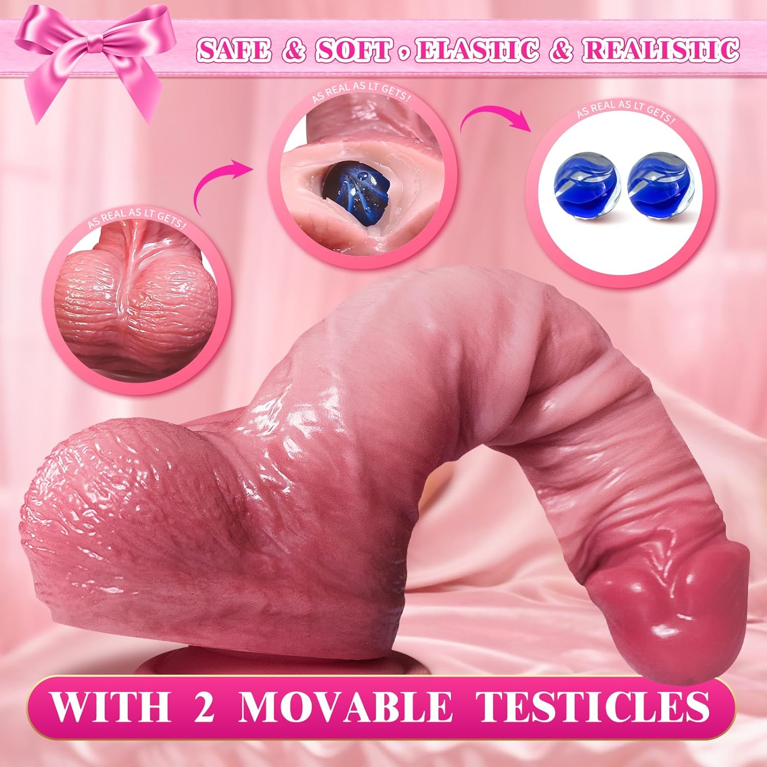 Realistic Dildo Sex Toys, 8.7 Inch Soft Silicone Dildos with Movable Testicles, Hands-Free Strong Suction Cup Anal Dildos Stimulator G Spot Dildo Fake Penis Adult Sex Toys for Women Men Couples image number 1