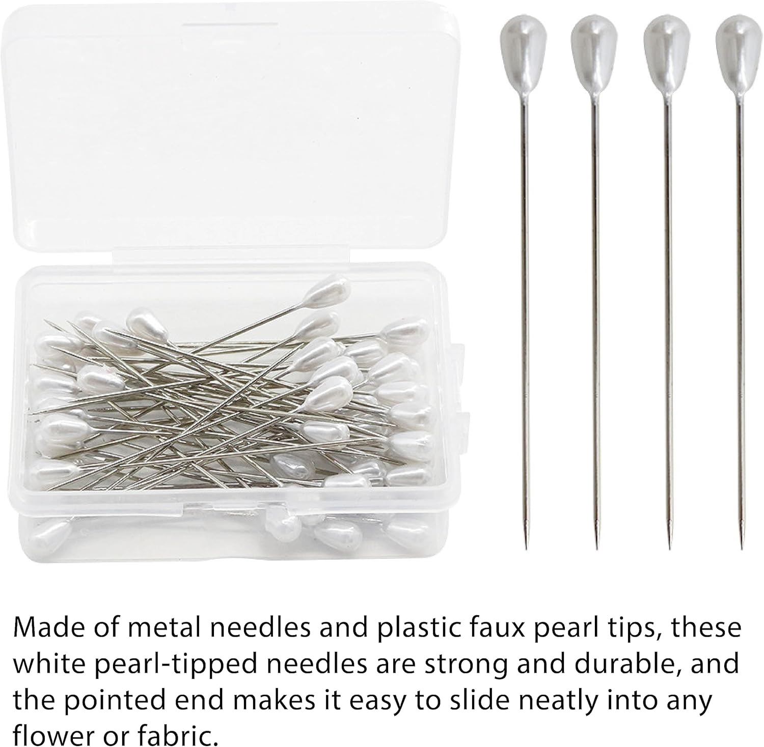 Zlongron 100 Pieces Hijab Pins, Long Teardrop Pearl Head Pin, Boutonniere Pins, Buttonhole Pin, Can Also Be Used for Jewelry Making Sewing Wedding Floral Decorations and DIY Crafts image number 6