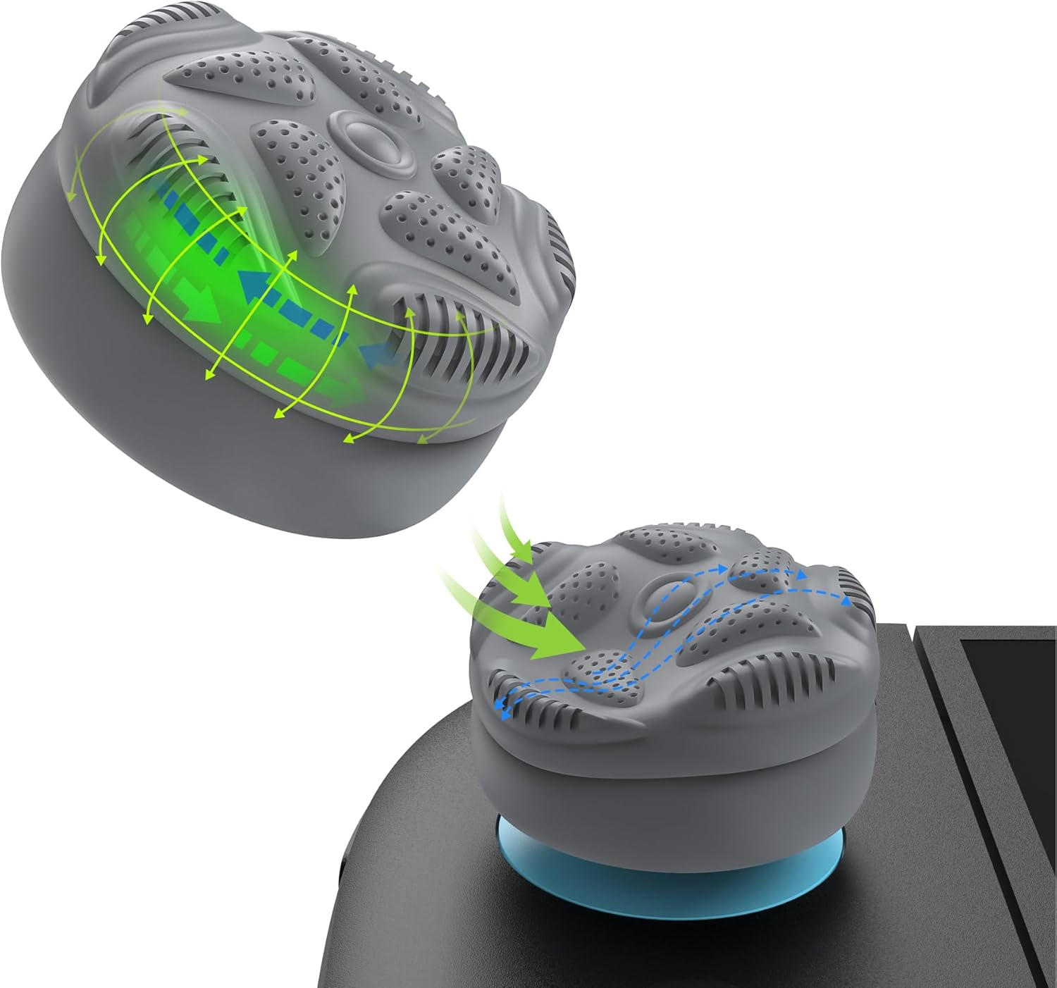 Playvital for Switch 2 Thumbs Cushion Caps Thumb Grips (4-Pack) | Silicone Joystick Grip Cover for Nintendo Switch 2 Joycon, Anti-Slip Raindrop Texture Design - New Hope Gray