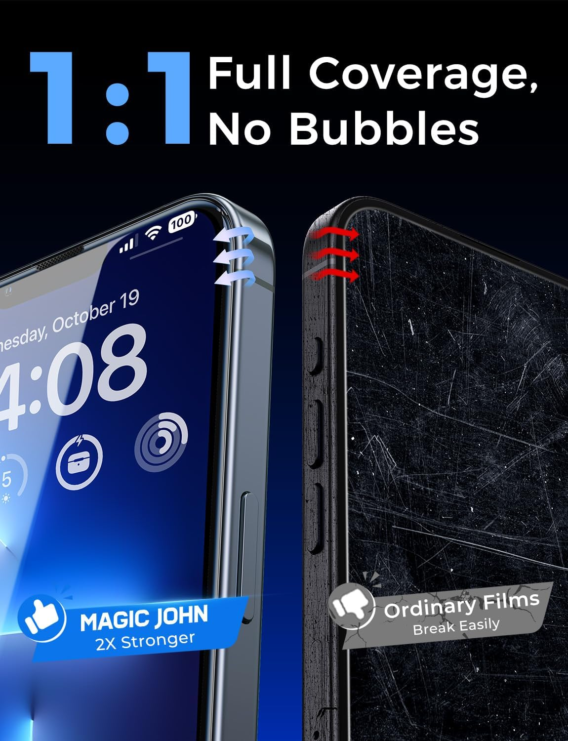 MAGIC JOHN 2 Pack for Iphone 13 Pro Max/Iphone 14 plus 6.7 Inch Tempered Glass Screen Protector, Auto Dust-Elimination Installation, Bubble Free, HD Clear, Easy Installation image number 3