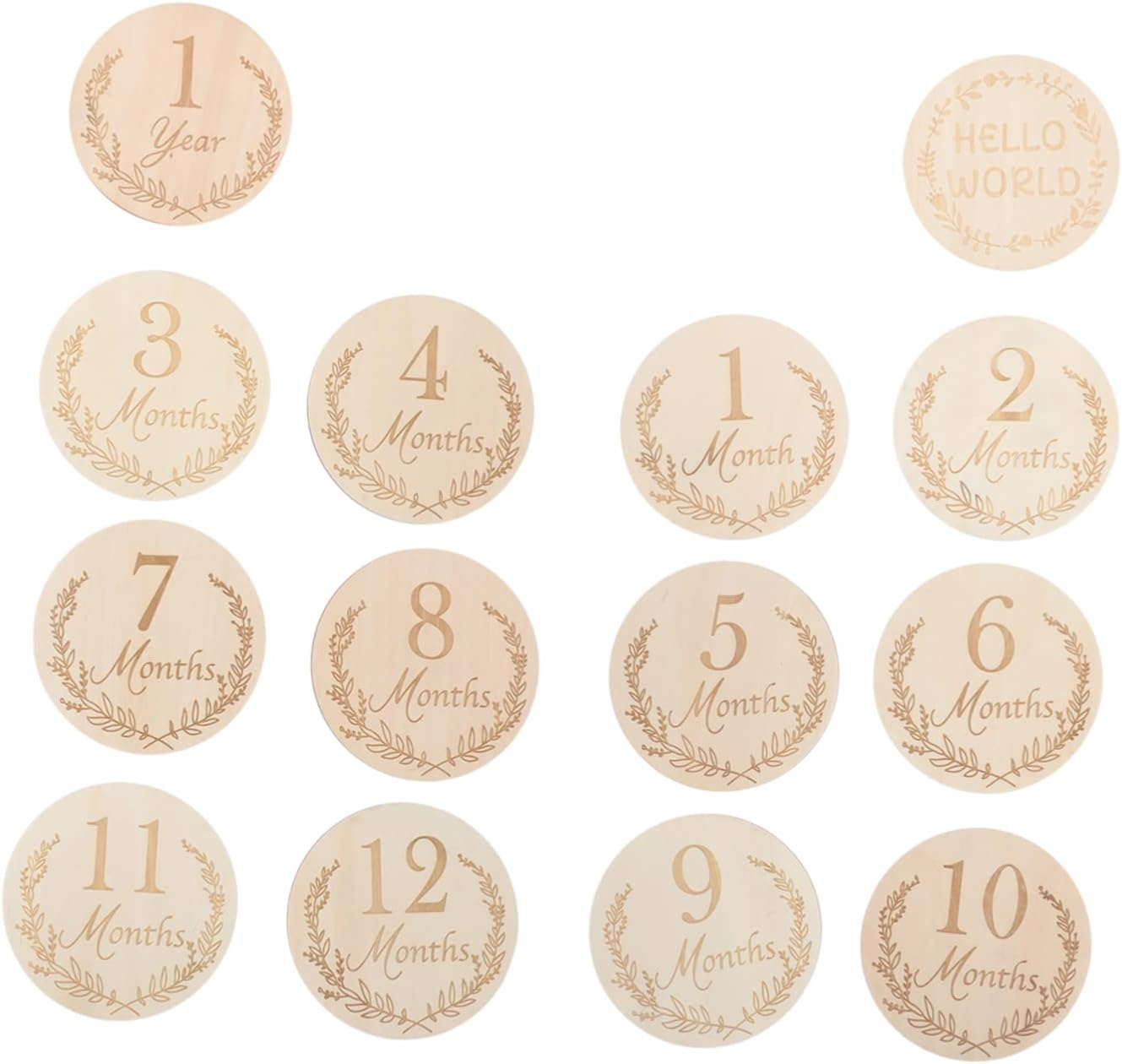 14Pcs Wooden Monthly Growth Cards Unisex Photo Props for Newborn Milestone Tracking Reusable Material for Keepsakes image number 1