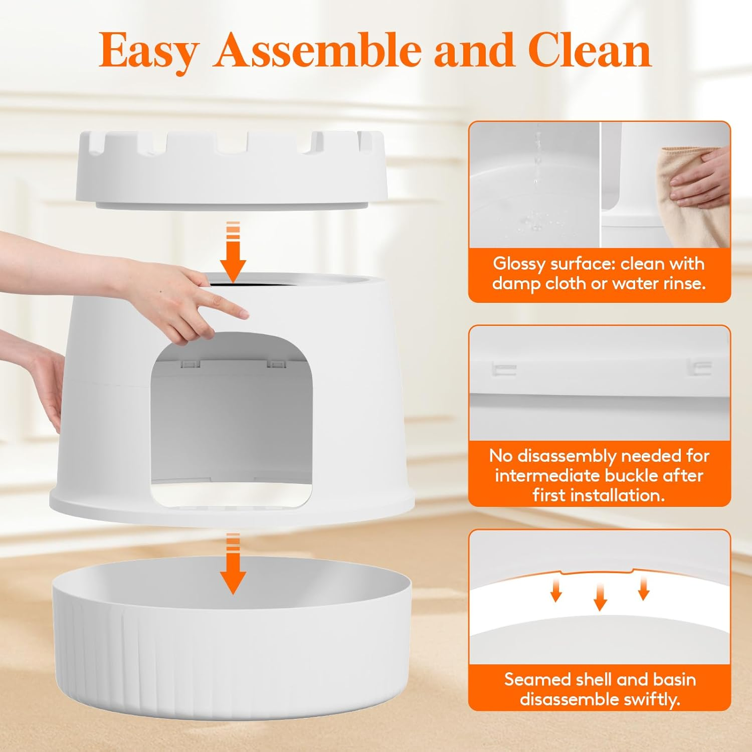 Lifewit Castle Cat Plant Litter Box with Scratching Board & Scoop, Hidden Covered Kitty Litter Box Enclosure with Odor Control & Carbon Filter in Living Room, Bedroom, Corner, White image number 6