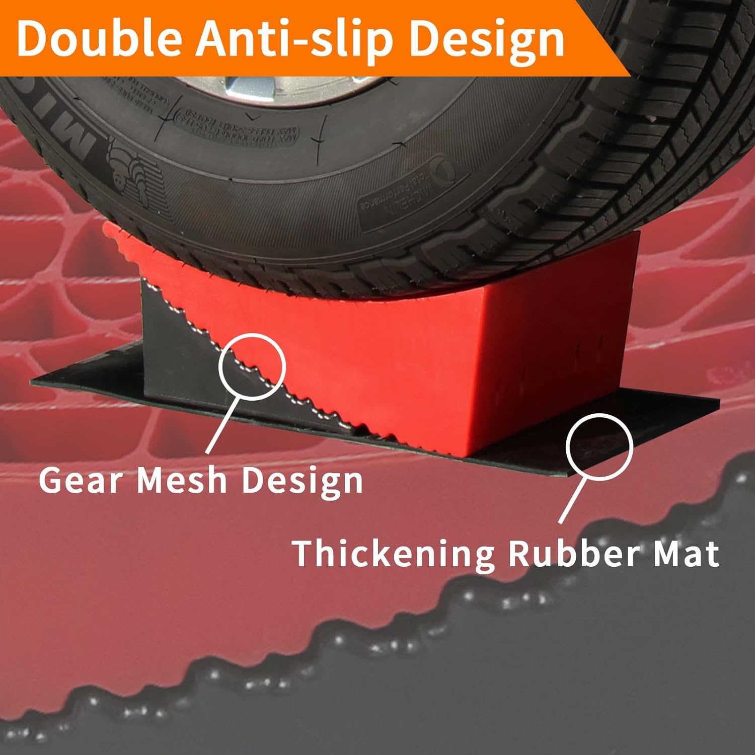 OULEME RV Leveler, Camper Leveling Blocks 2 Packs for Dual Axle Tandem Wheel Travel Trailer Motorhome, Include 2 Curved Leveler Ramp, 2 Chock, 2 Rubber Mat, 1 T Bubble Level, 1 Carry Bag image number 1