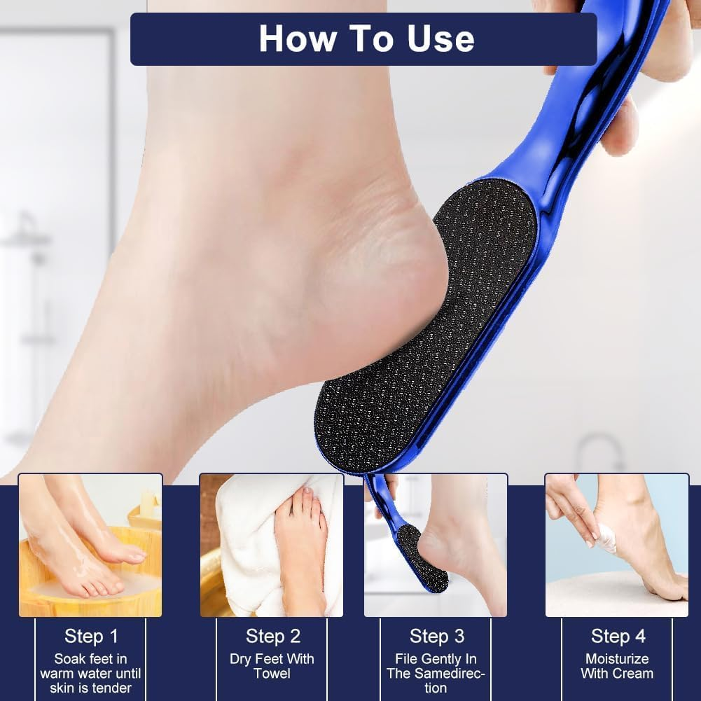 Veins Grain Foot File, 1Pc Veinsgrain Foot File, Dead Skin Remover Heel Scraper, Veins Grain Feet Callus Remover and Scrubber Heel Scraper for Wet and Dry Feet, Blue image number 4