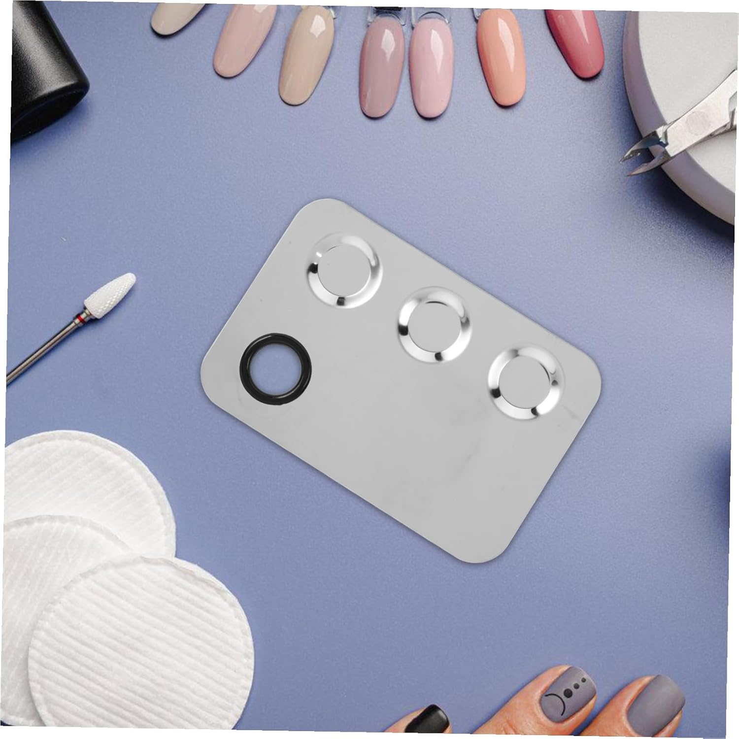 HEATSHAKING Stainless Steel Makeup Mixing Palette Small Liquid Makeup Plate for Foundation Concealer Lipstick Blending Tray Professional Cosmetic Tool for Artists and Nail Technicians image number 6