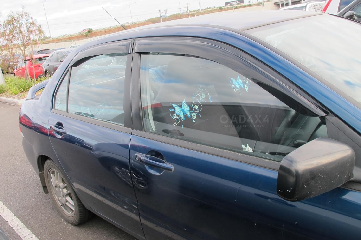 OAD4X4 Weathershields Compatible with Mitsubishi Lancer Sedan 2003-2007, Weather Shields Window Visors Wind Deflectors Sun Rain Guard 4PCS Set image number 3