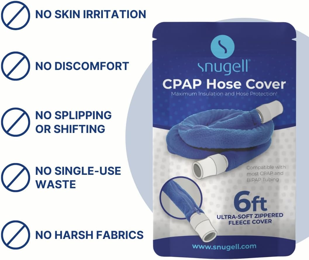 CPAP Hose Cover by Snugell - 6Ft Tubing Wrap - Compatible with Resmed, Fisher & Paykel and Other Tubes - Ultra Soft Zippered Fleece Cover, Insulation & Protection for CPAP Tubing (Blue)