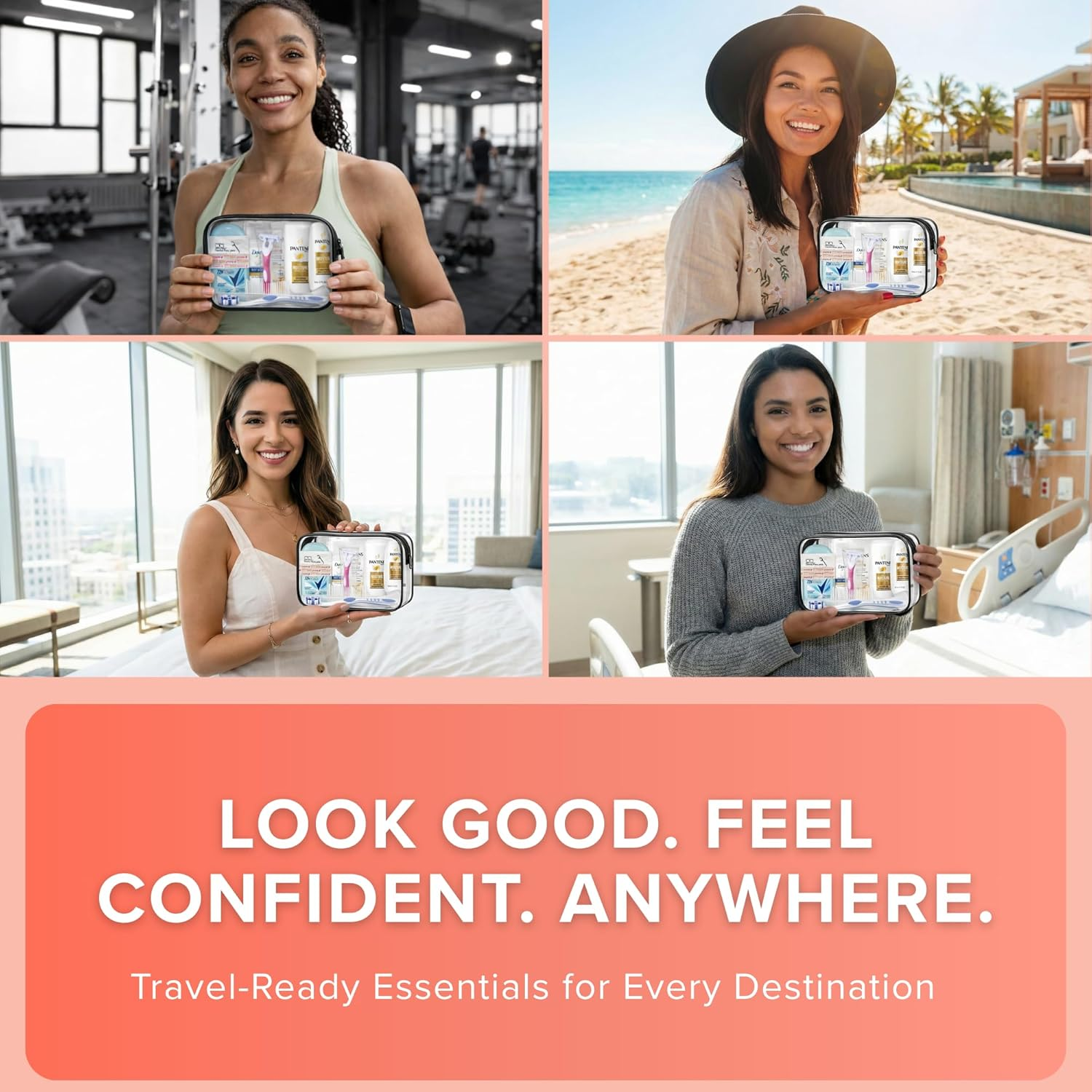 Trektote Travel Toiletry Kit for Women &ndash; 15 Piece Set of Premium Travel Size Toiletries, TSA Compliant Travel Essentials, Includes Shampoo and Conditioner, Body Wash, Toiletry Bag & More image number 2