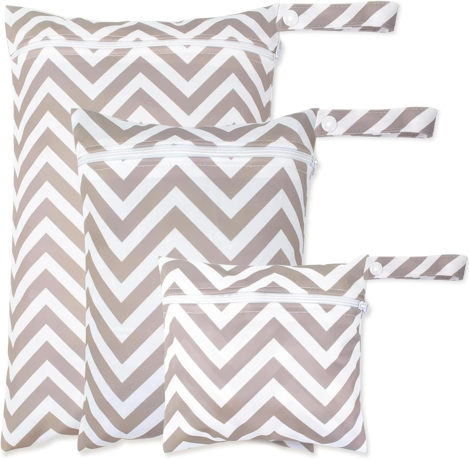 3Pcs Wet Bag, Waterproof Moisture-Proof Washable Portable Diaper Bag Storage Bag with Zipper for Swimsuits, Dry or Wet Clothes, Grey, Any image number 4