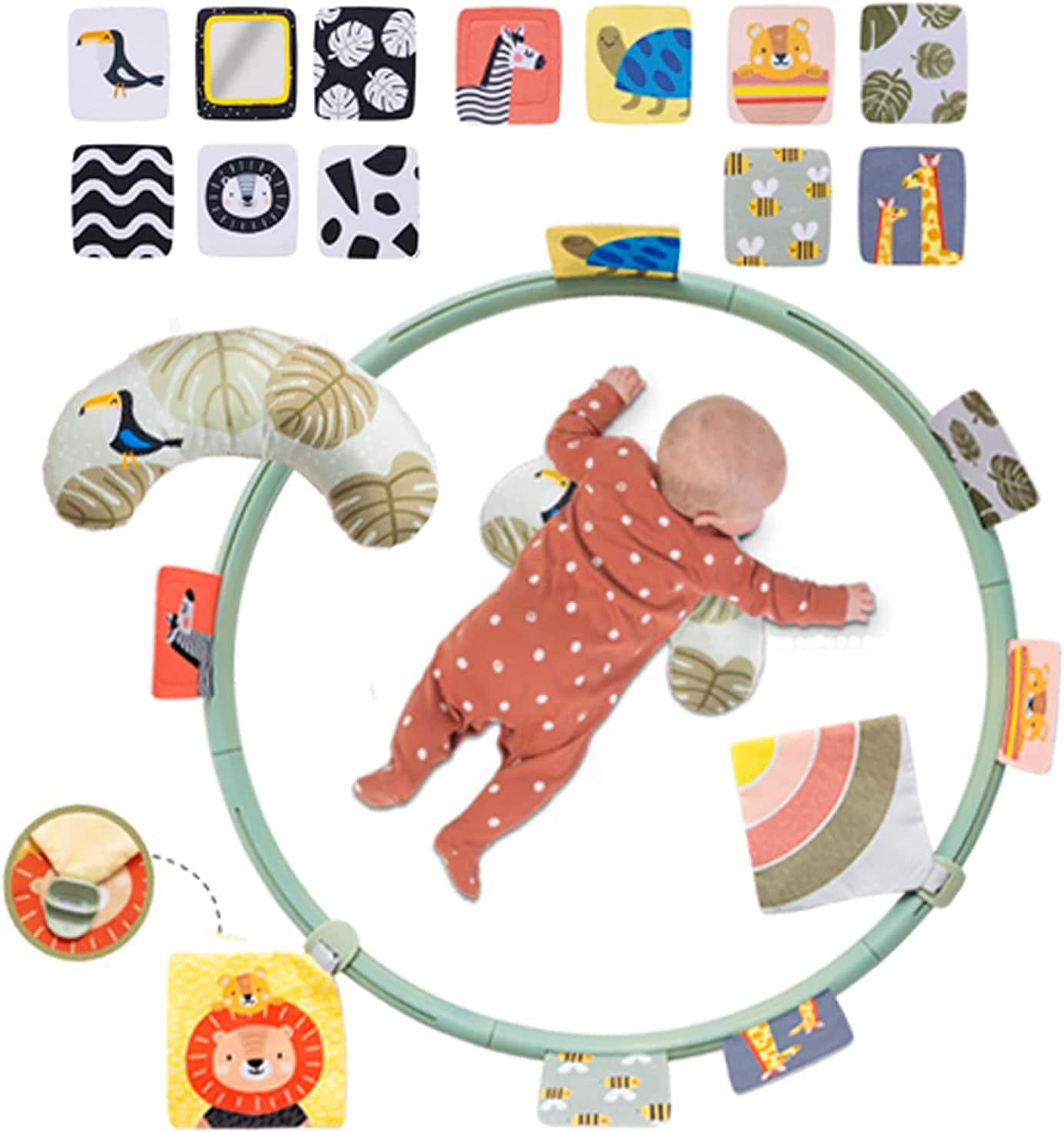Taf Toys Tummy Time Trainer for Newborns & Babies, Developmental Activity Center with Detachable Pillow & Toys Encourage Baby&rsquo;S Senses Development, Fine & Gross Motor Skills & Eye-Hand Coordination. image number 3