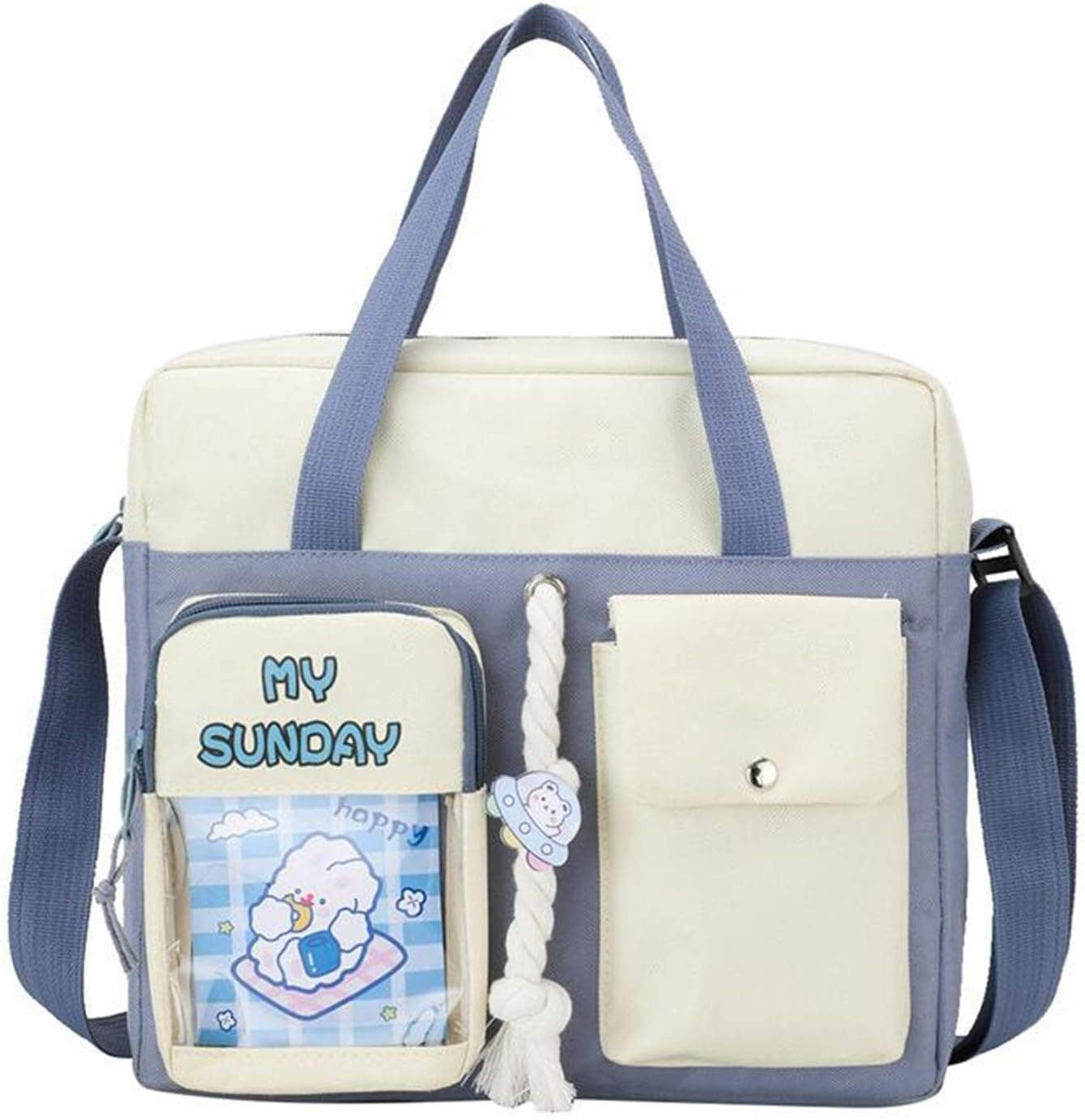 Aobiono Kawaii Backpack with Cute Pins Anime Japanese Ita Bag Aesthetic Handbag Shoulder Tote Messenger Crossbody JK Uniform