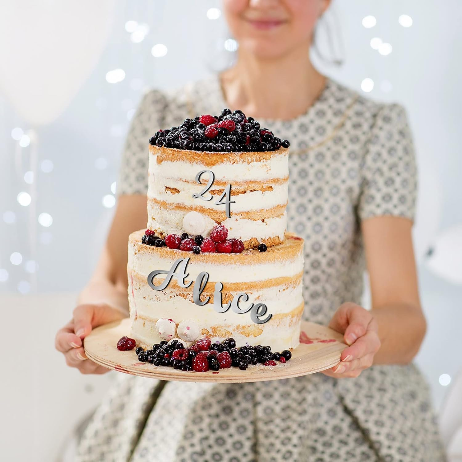 Jspupifip 64 Pcs Acrylic Cake Alphabet Numbers Topper, Mirror Number 0-9 and Alphabet A-Z Personalized Cake Picks Decor Anniversary Wedding Baby Shower Party Supplies(Silver) - Black image number 5