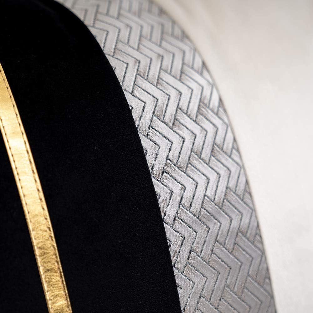 Yangest Black Patchwork Velvet Throw Pillow Cover with Gold Striped Leather Cushion Case Modern Luxury Pillowcase for Sofa Couch Bedroom Living Room Home Decor,18"X18" image number 6