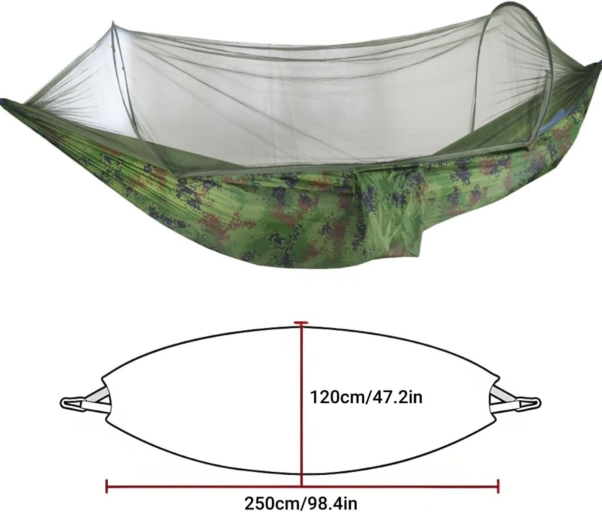 AIMALL Automatic Pop-Up Mosquito Net Hammock 47.2X98.4In 210T Parachute Nylon Outdoor Camping Hammock with High-Density Mesh Net 300KG Load for Travel Hiking