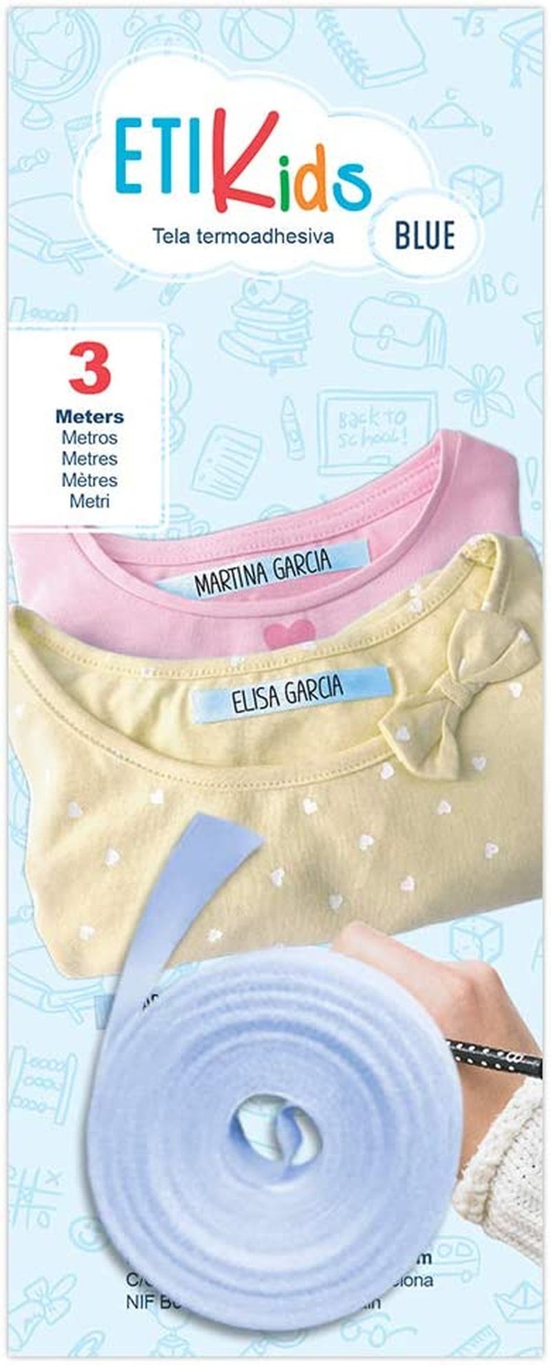 Write on Tape, Iron on Fabric Labels for Clothes Marking, Thermo-Adhesive Name Labels, School & Nursery Use, 3M X 1Cm Roll, Cotton (White)