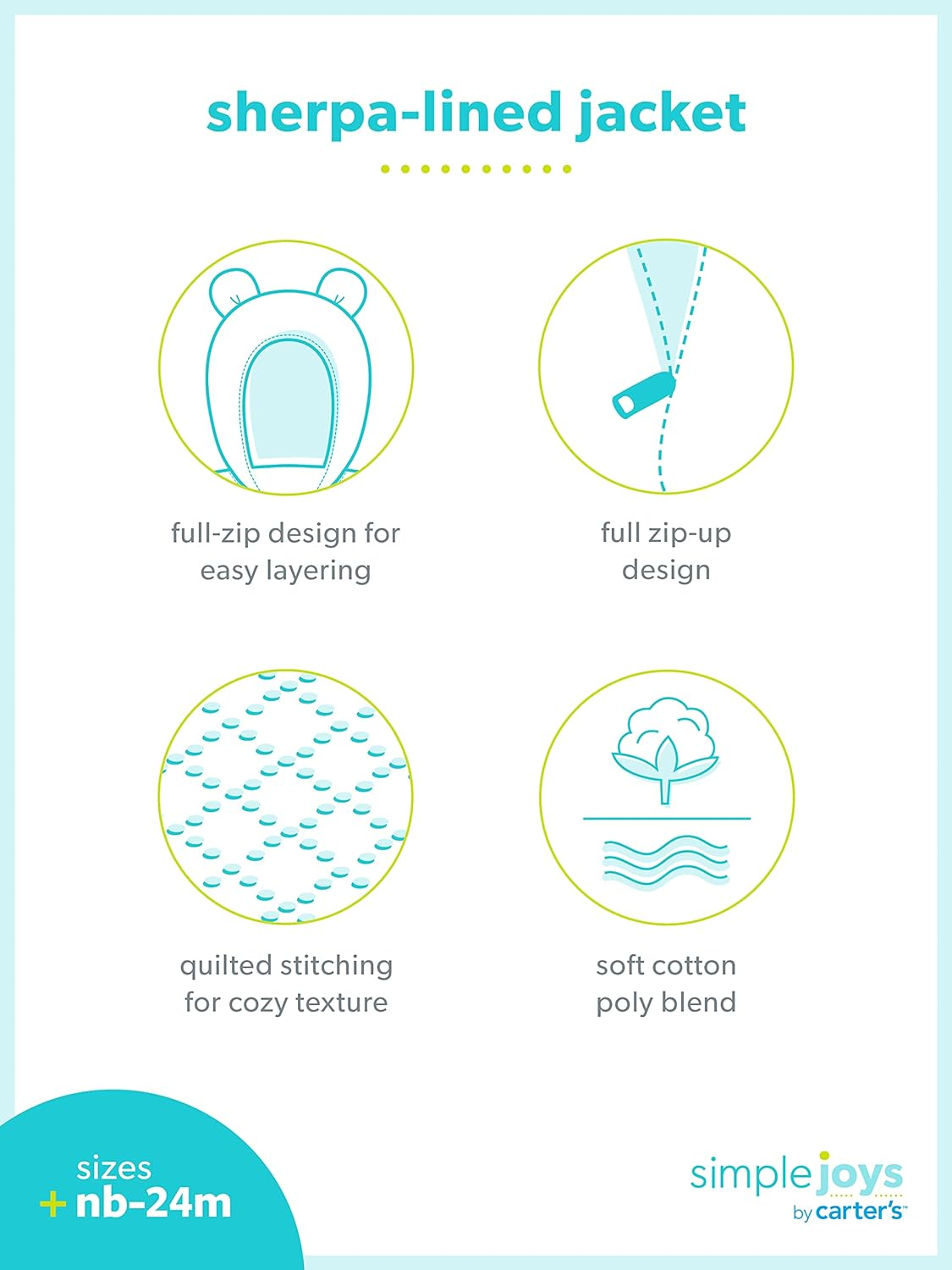 Simple Joys by Carter'S Baby Hooded Sweater Jacket with Sherpa Lining image number 3