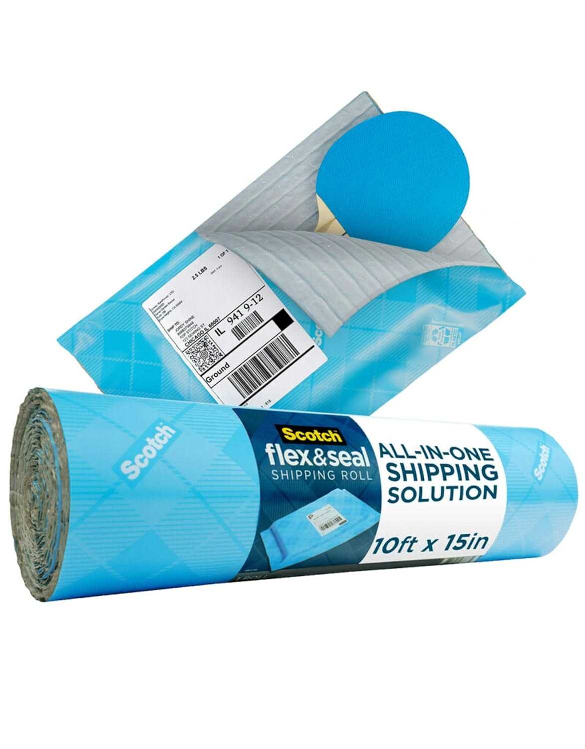 Scotch Flex and Seal Shipping Roll 38Cm X 3M, as Easy as Cut, Fold, Press to Securely Seal Packages, Easy Packaging Alternative to Shipping Bags (FS-1510)