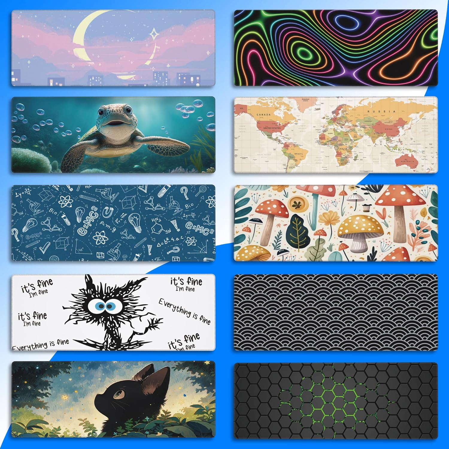 Desk Pad, Anime Cute Black Cat Extended Gaming Mouse Pad Large, 31.5"X11.8" Big Mouse Pad with Non-Slip Base and Stitched Edge, Long Computer Keyboard Mouse Mat for Home Office Work image number 4