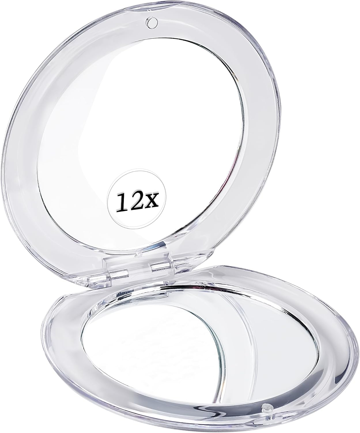 MIRRORVANA Small 12X Magnifying Travel Makeup Mirror, Dual-Sided 12X/1X, Foldable and Lightweight, Portable Compact Mirror Design - Ideal for Handbag, Purse, or Pocket Use - 3.3" Diameter