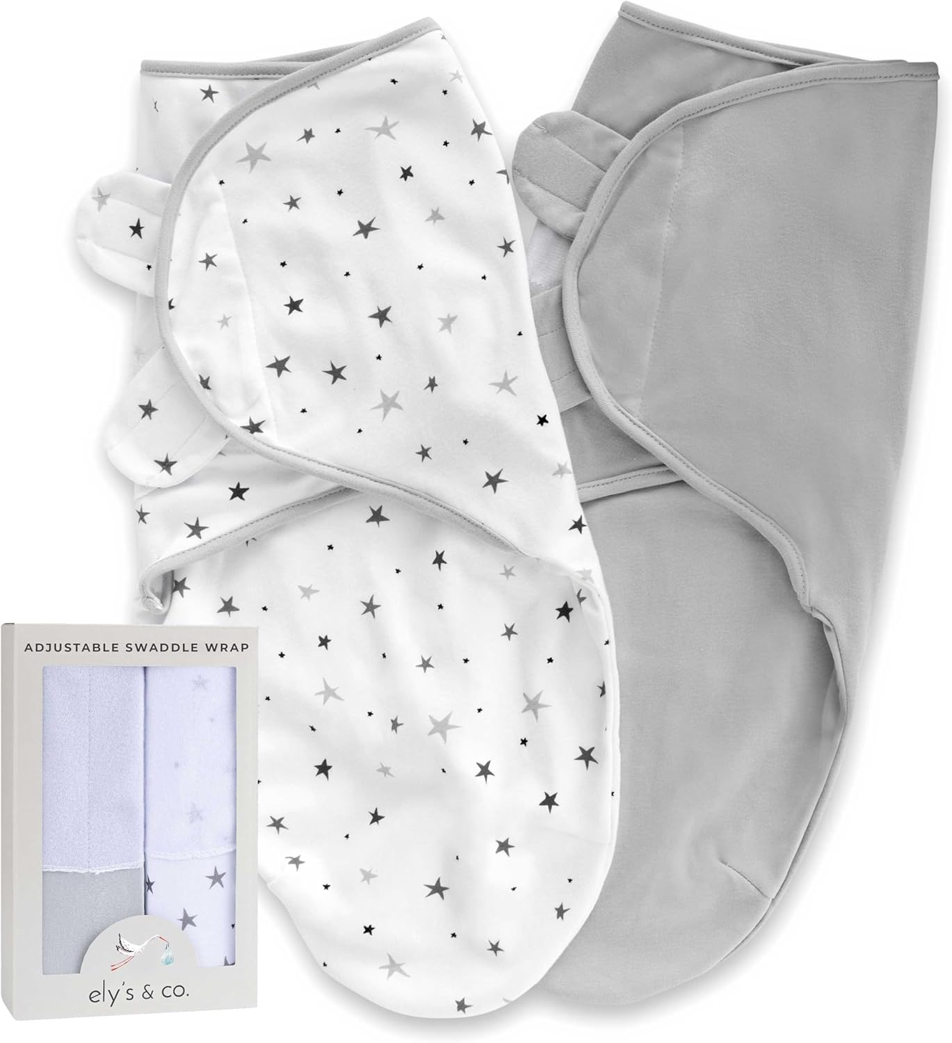 Ely'S & Co. 2 Pack Cotton Swaddle Blanket - Newborn Swaddle 0-3 Months, Newborn Essentials (Mauve Pink Stars & Solid Dusty Rose)