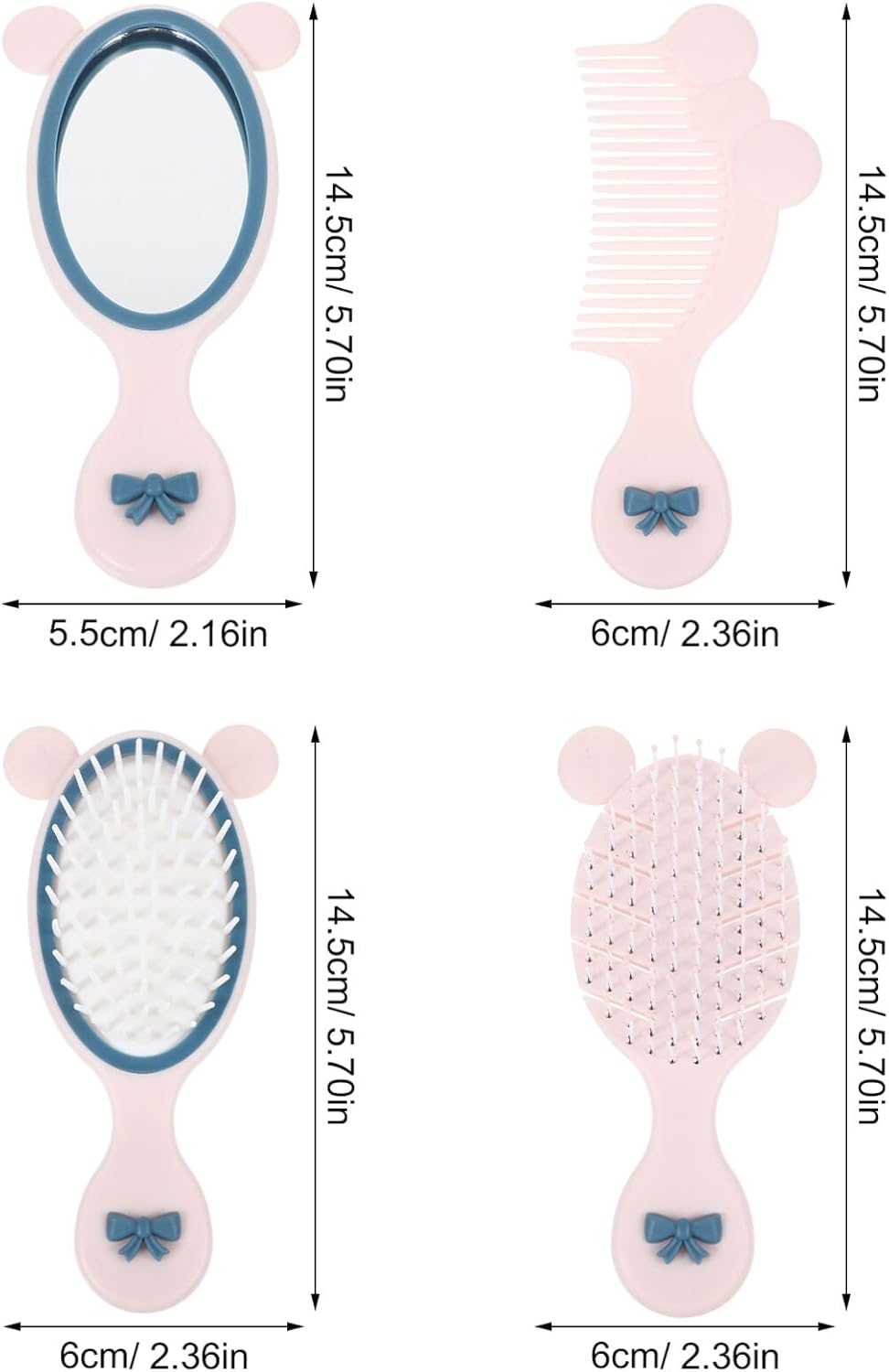 FRCOLOR Toddler Hair Brush Set Comb Styling Brush Mirror Handheld Perfect Hair Care for Girls