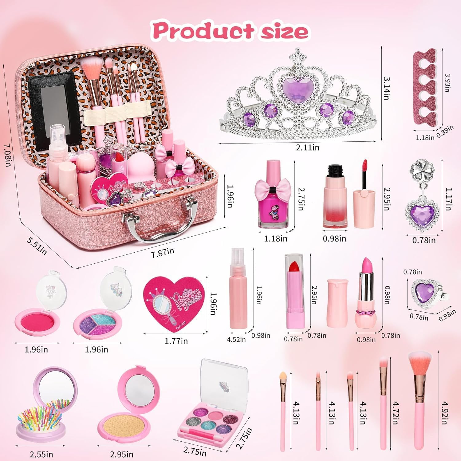 Kids Washable Makeup Girls Toys,Real Little Girl Make up Sets,Toddler Makeup Kit for Kid Children Princess Christmas Birthday Gifts Toys for 5 6 7 8 9 10 Year Old Girls image number 5