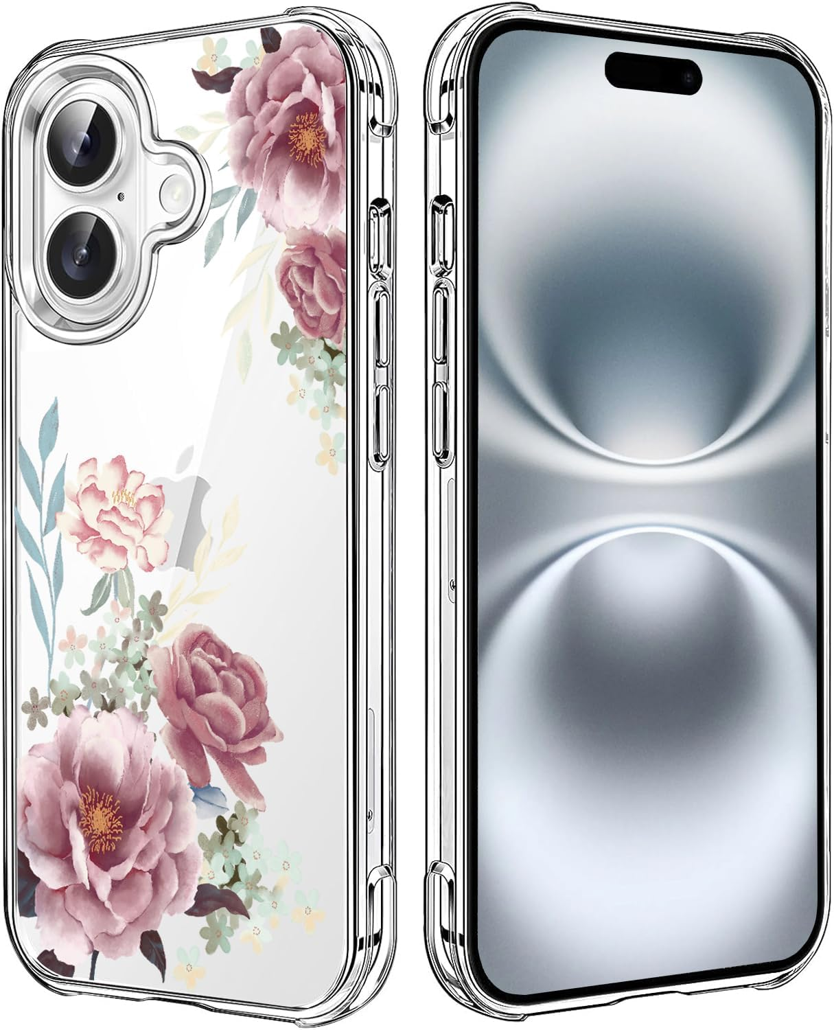 HEYORUN Cherry Blossom Clear Case Compatible with Iphone 16, Sakura Girls and Women Floral Back Case Cover, Pink Flower Transparent Flexible TPU Bumper Shockproof Protective Case image number 6