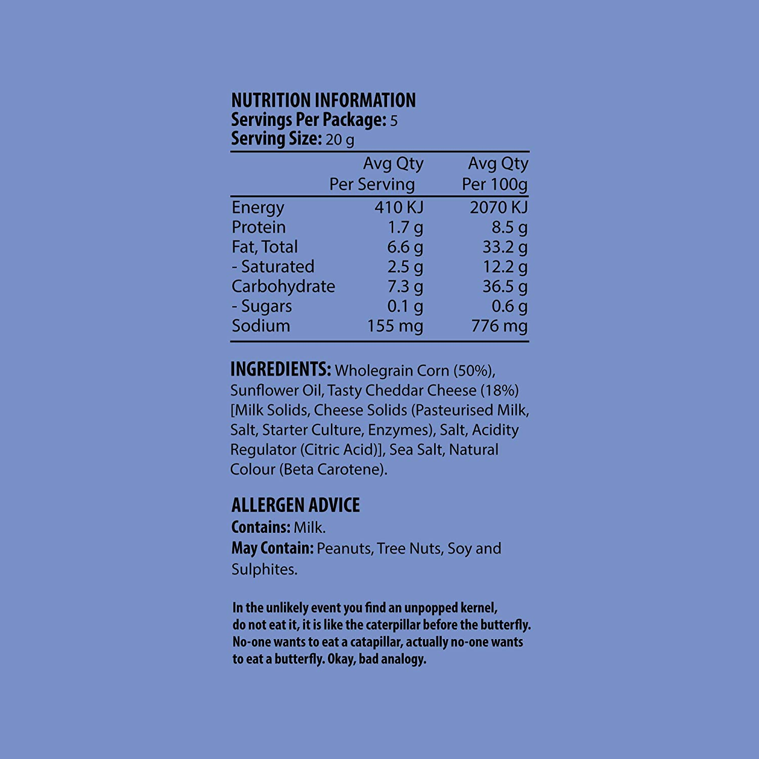 J.C.'S Quality Foods Pop Fiction a Touch of Cheddar Cheese Popcorn, 100 G image number 5