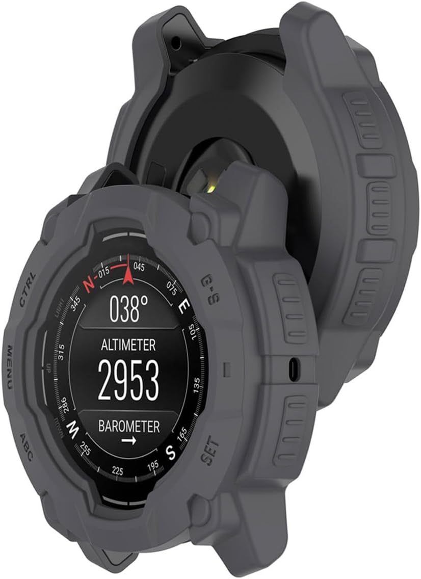 HOMTERN Case for Garmin Instinct 3 AMOLED 45Mm and Instinct 3 SOLAR 45Mm,Flexible Silicone Armor Cover Shell Shockproof Scratch-Proof Drop-Proof Protector Case,Gary image number 5