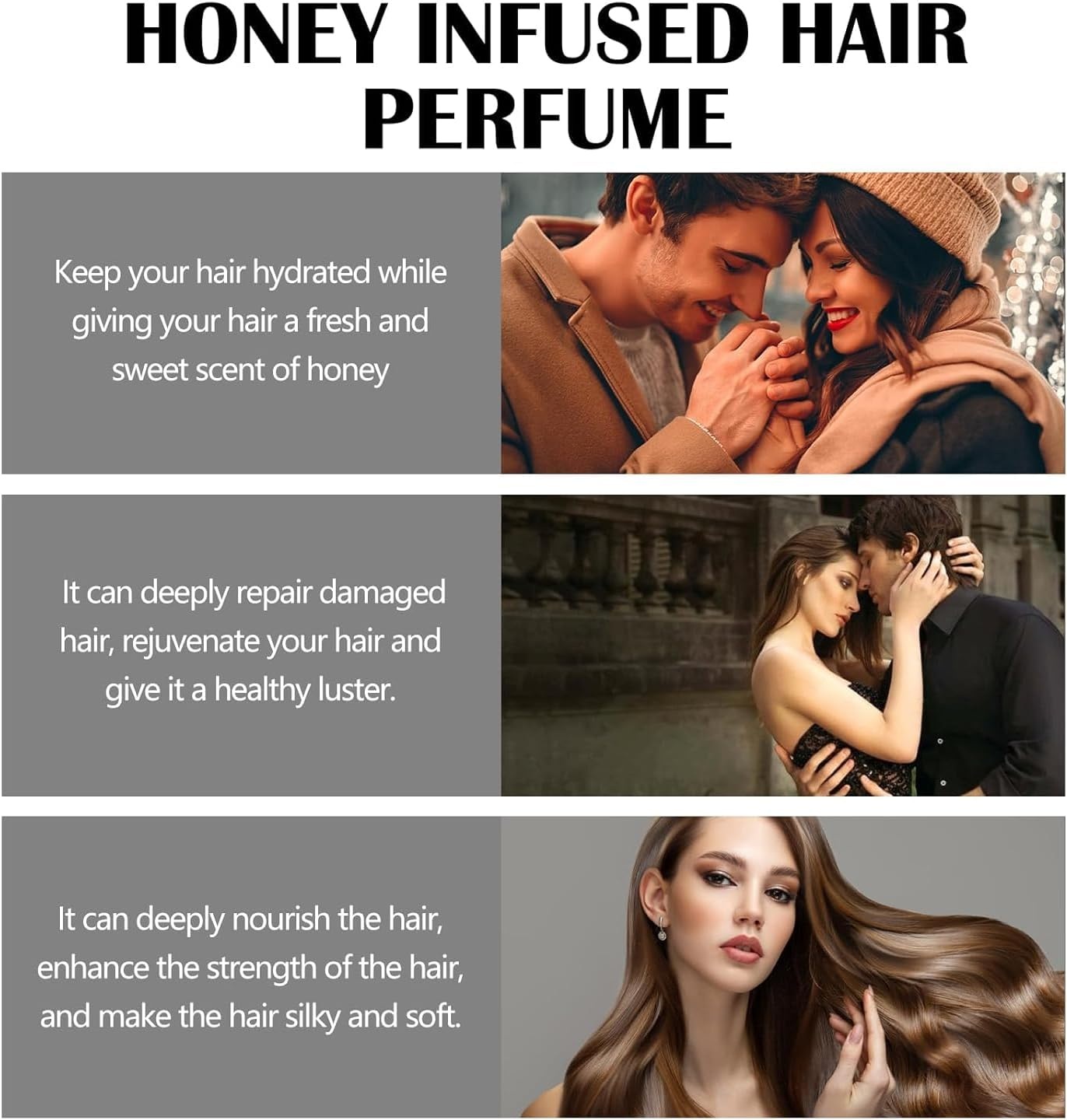 Honey Infused Hair Perfume,Nourishing and Hydrating Hair Shine Spray,Pheromone Perfume Essential Oil for Hair,Anti Frizz, Long-Lasting Scent,1Pcs image number 1