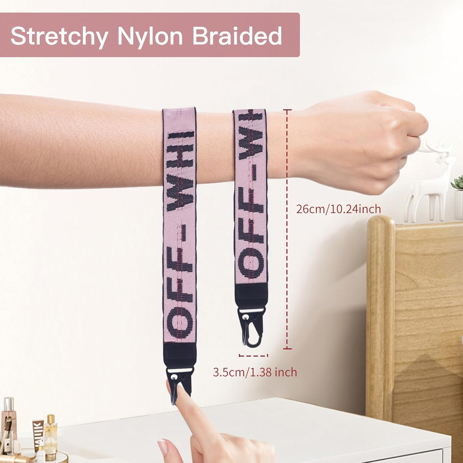 VOLYAR Fabric Car Keychain, off White Keychains Wristlet for Men and Women,Lanyards for Keys，Car Key Accessories image number 3