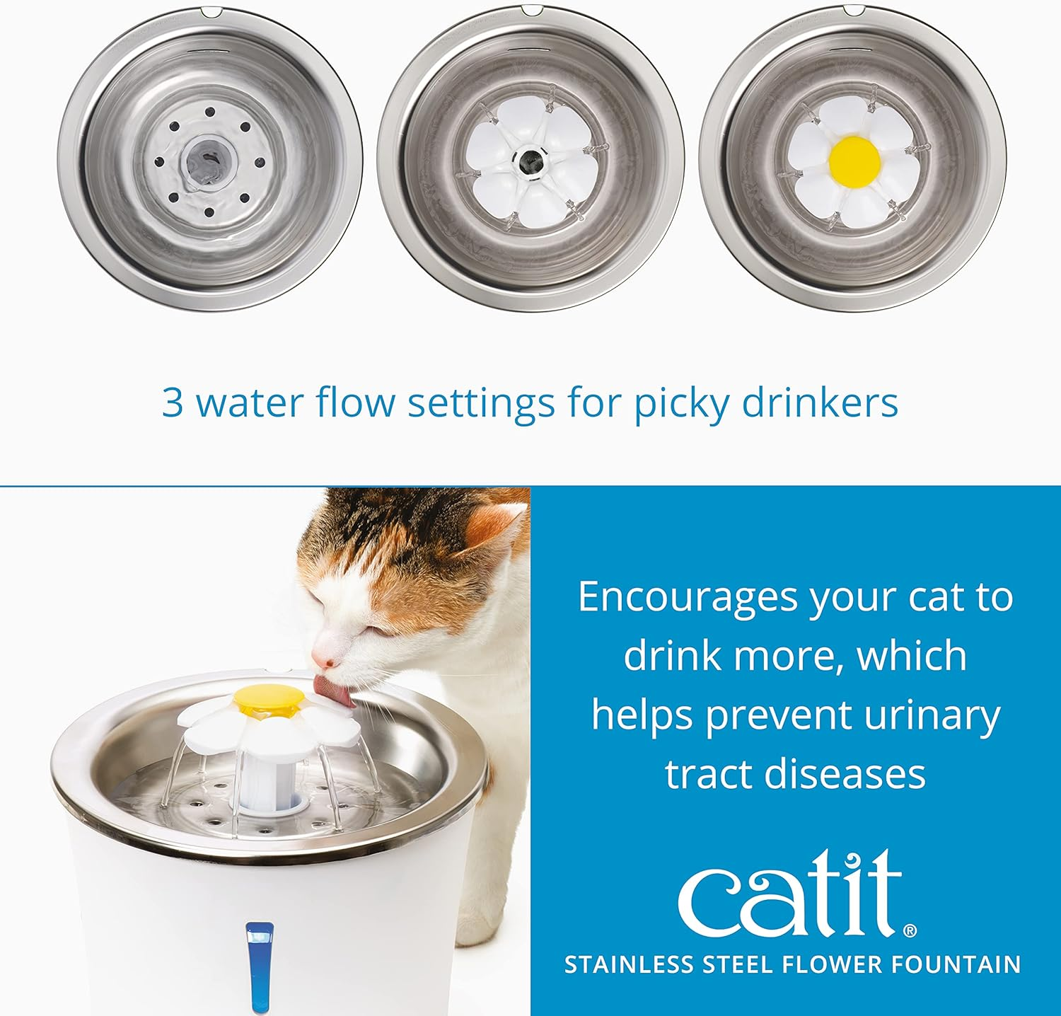 Catit Flower Fountain Stainless Steel White 43725 1 Count (Pack of 1) image number 1