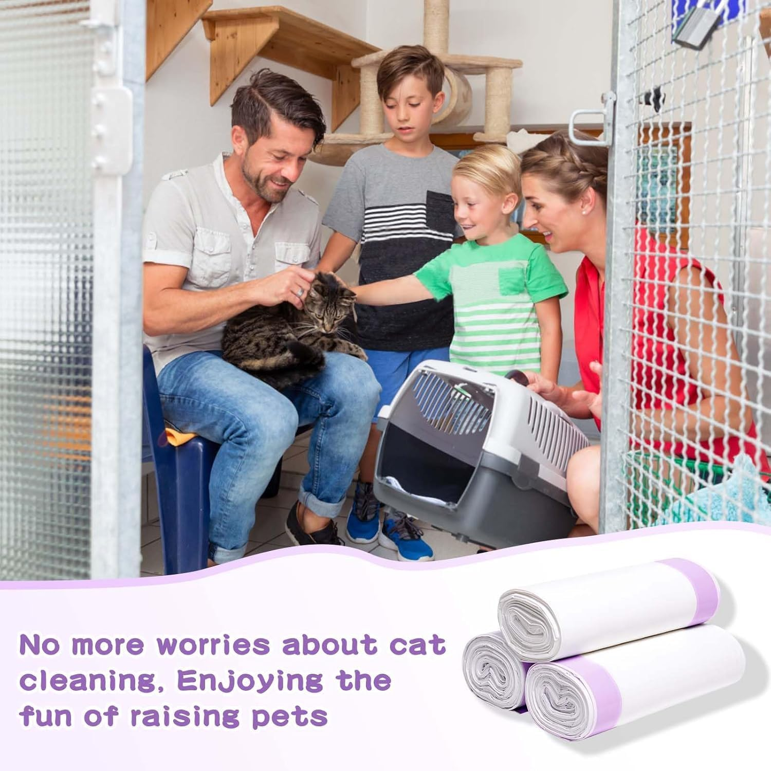 Cat Litter Box Liners Large, 35 Pack Jumbo Drawstring Cat Litter Bags, Extra Thick Pet Litter Pan Liners, Kitty Litter Bags Heavy Duty 41" X 18" image number 1