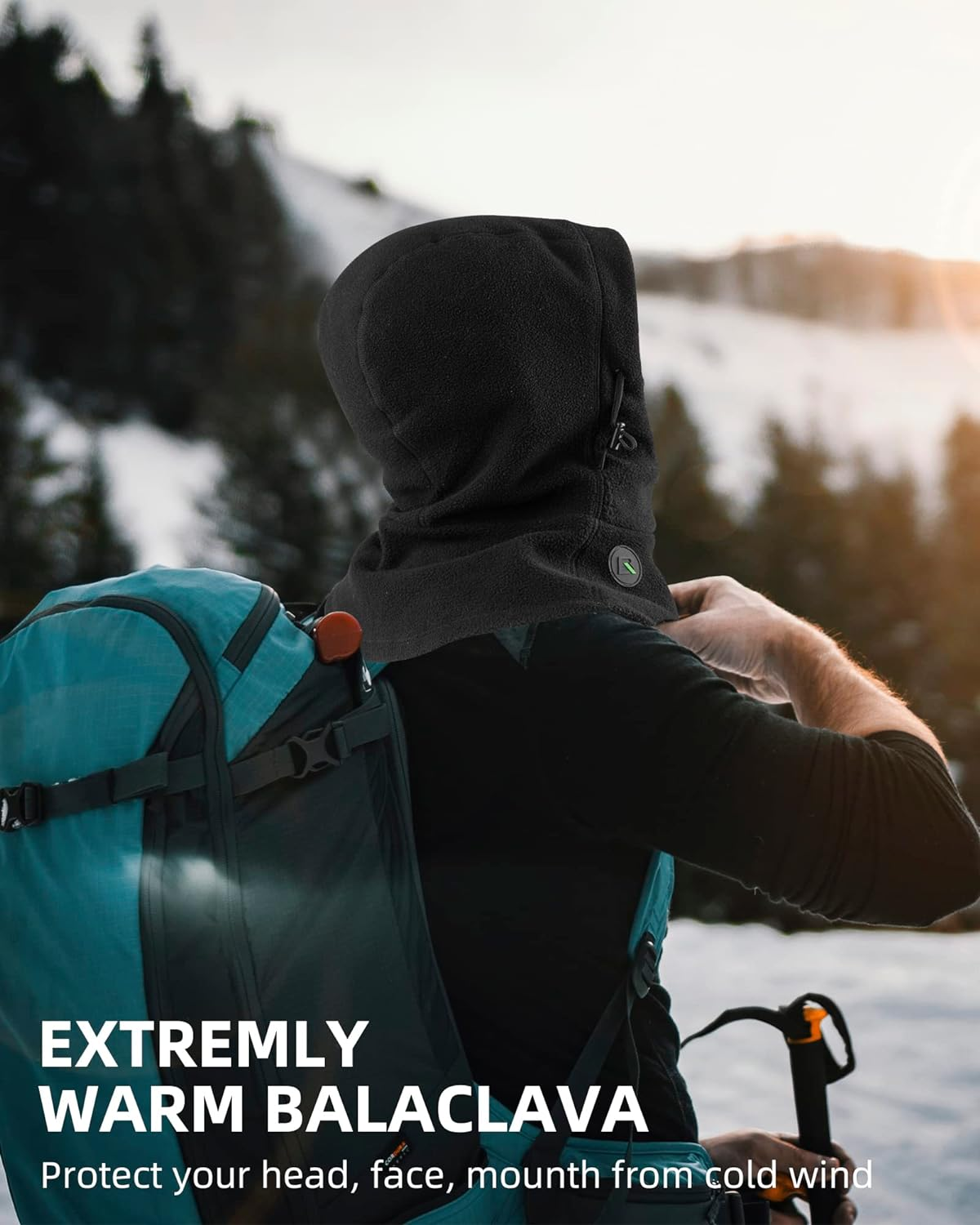 ROCKBROS Ski Mask Thermal Fleece Balaclava Ski Face Mask for Cold Weather Winter Full Face Protective Headgear for Men Women Black image number 6