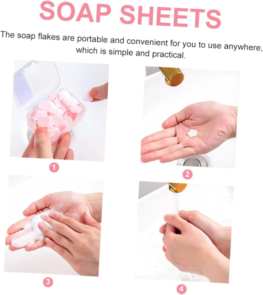 POPETPOP Portable Soap Flakes Travel Kit 16 Boxes of Disposable Hand Washing Soap Slices Lemon Milk Rose Jasmine for Travel Camping and Outdoor Use image number 4