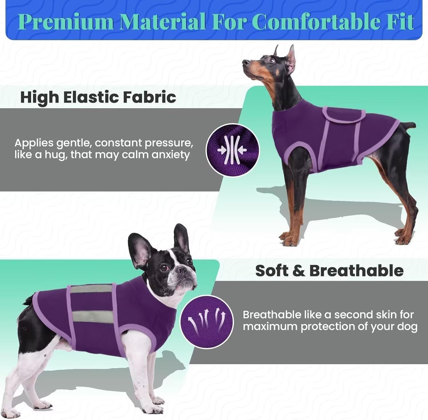 Iecoii Calm Vest for Dogs Small,Adjustable Dog Anxiety Jackets with Reflective Stripe,Soft Dog'S Calming Coat Wrap,Anxiety Vest for Small Dogs,Doggy Calmingvest,Calming Jacket for Smalldog,Purple,S image number 6