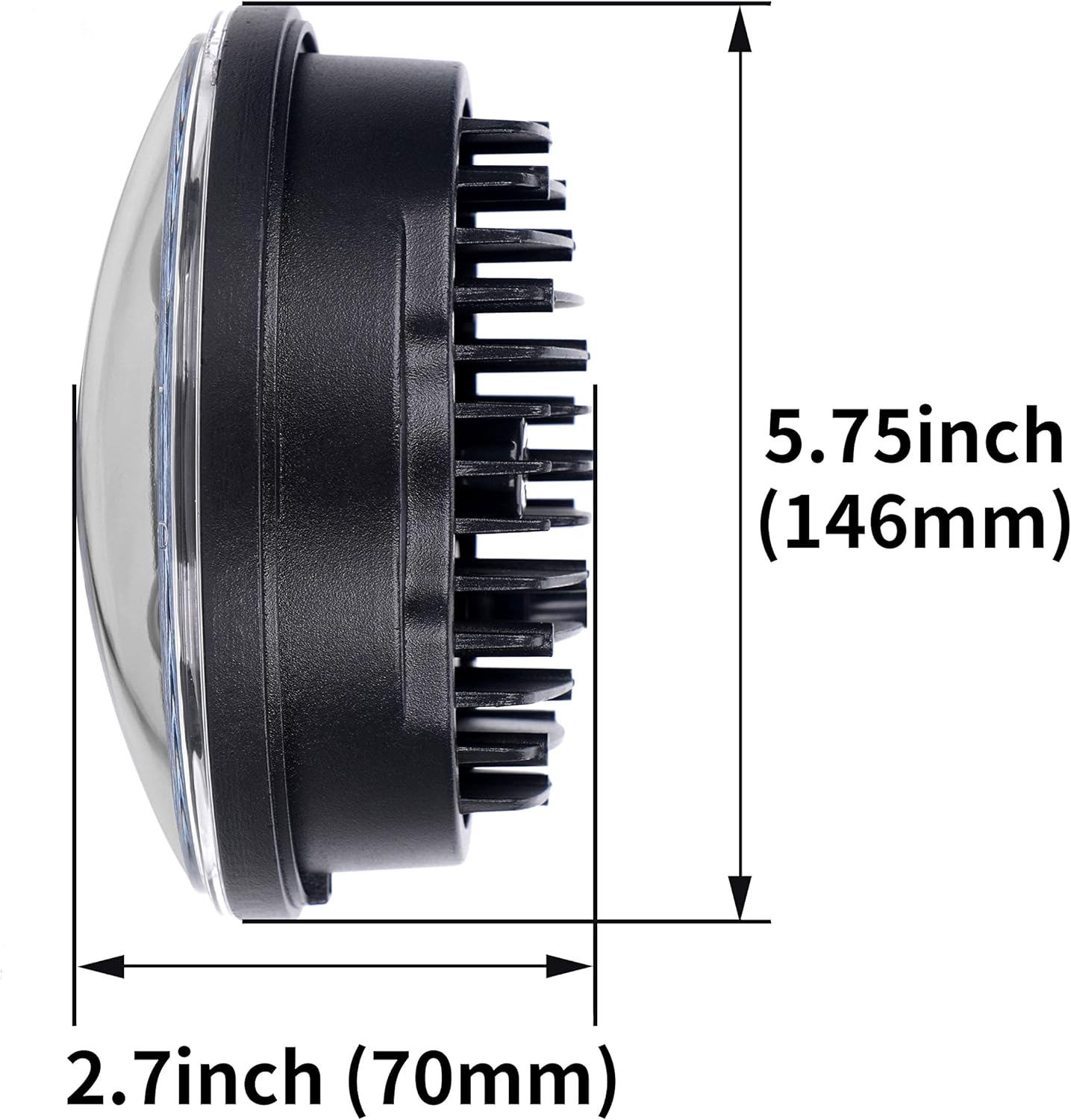 SUP-LIGHT 5 3/4" 5.75 Inch Motorcycle LED Headlight Compatible with Dyna Sportster Iron 883 Street BOB Low Rider Super Wide Headlamps with round Projector Driving Light -Black image number 1